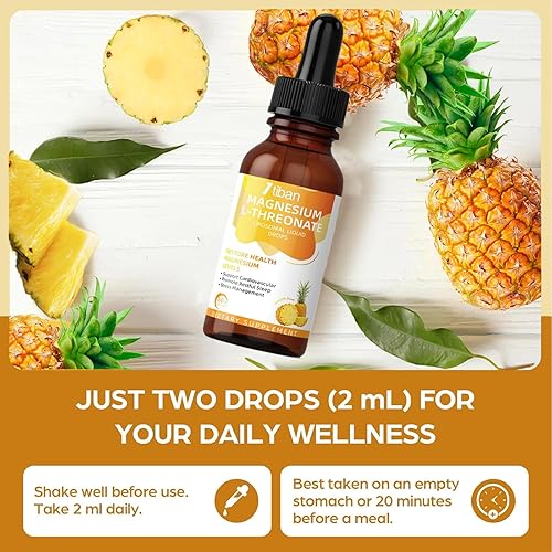 Miniatura 5 de Magnesio L-Threonate Gotas Líquidas Restaurar Salud Niveles de Magnesio Apoyo Cardiovascular Promover el Sueño Reconfortable Relajar Sabor Piña 2.0