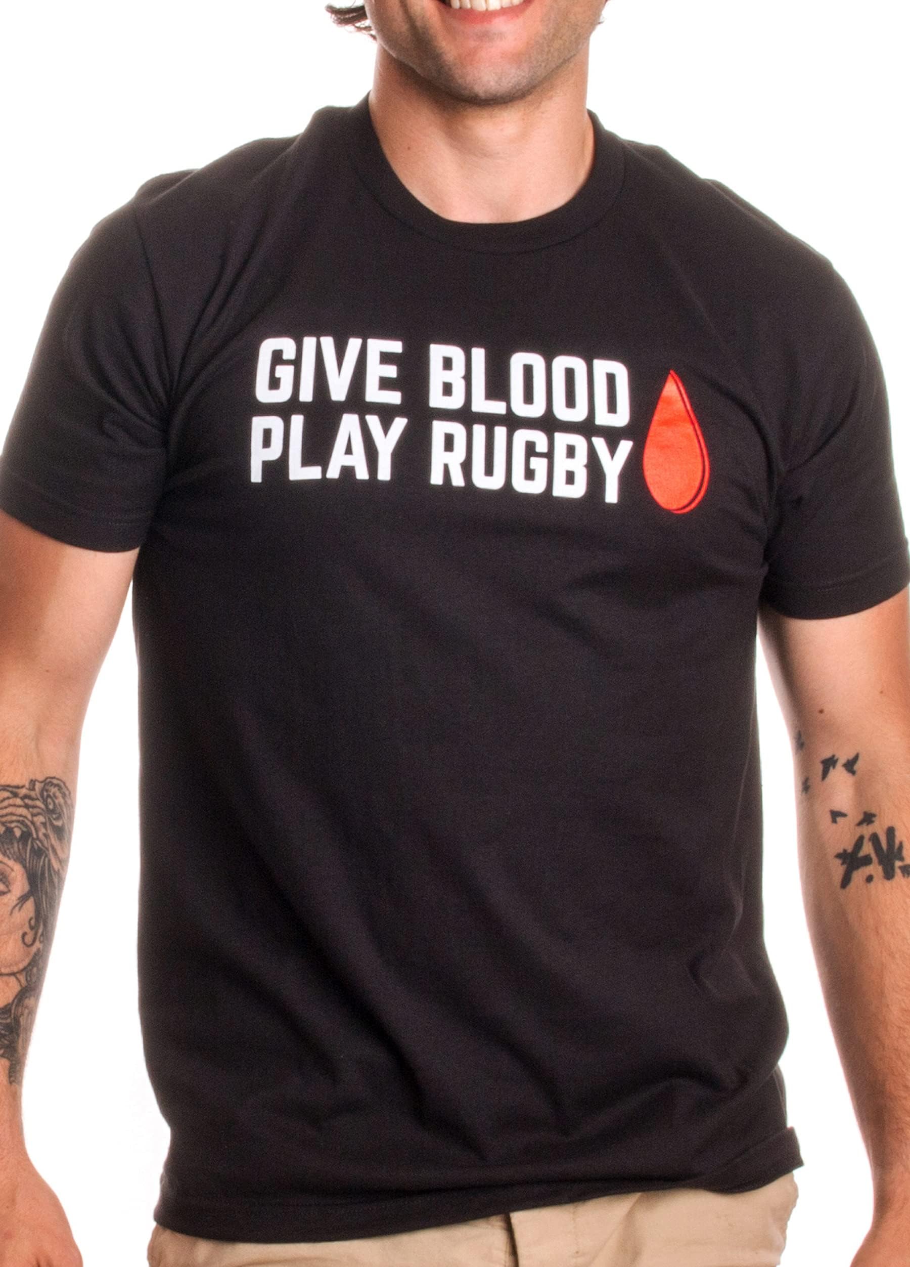 Give Blood, Play Rugby | Funny Rugby Player Rugger League Union Humor T-Shirt