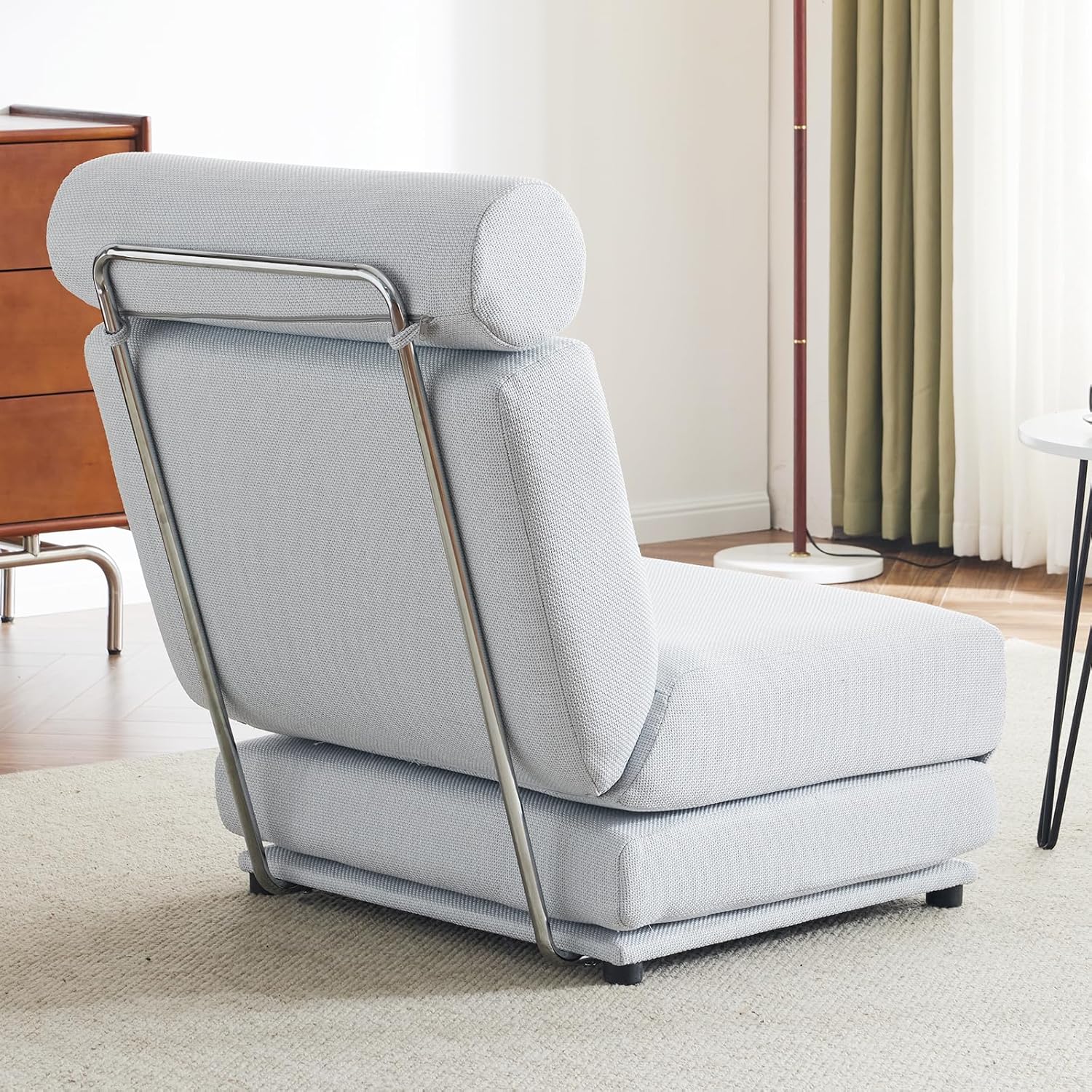 Folding Sofa Bed Futon Couch, Single Floor Sofa,Mini Sleeper Chair, Convertible Sofa Bed for Guest Room,Living Room,Bedroom,Office (Light Gray)