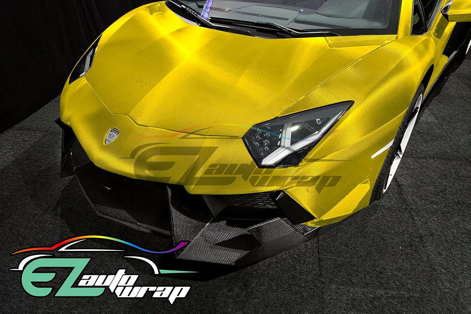 Free Tool Kit EZAUTOWRAP Satin Chrome Carbon Fiber Yellow Car Vinyl Wrap Sticker Decal Air Release - 48"X60" (4FT X 5FT)