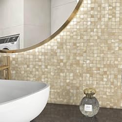 Revestimiento Para Azulejos De Baño BeNice Pegatinas De Azulejos De Metal Para Cocina, Autoadhesivas, Mosaicos De Pared, Azulejos De BañO, Pelar Y Pegar, 26.5 X 26.5cm, 10piezas Dorada