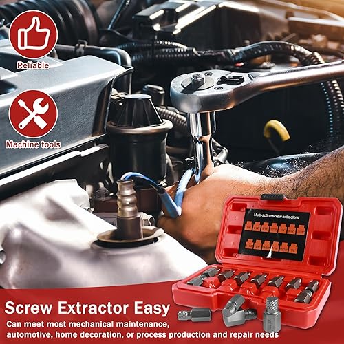 Miniatura 5 de Juego de 13 extractores de tornillos dañados, kit de extractor de tornillos rotos, extractor de pernos de fácil salida, extractor de tornillos