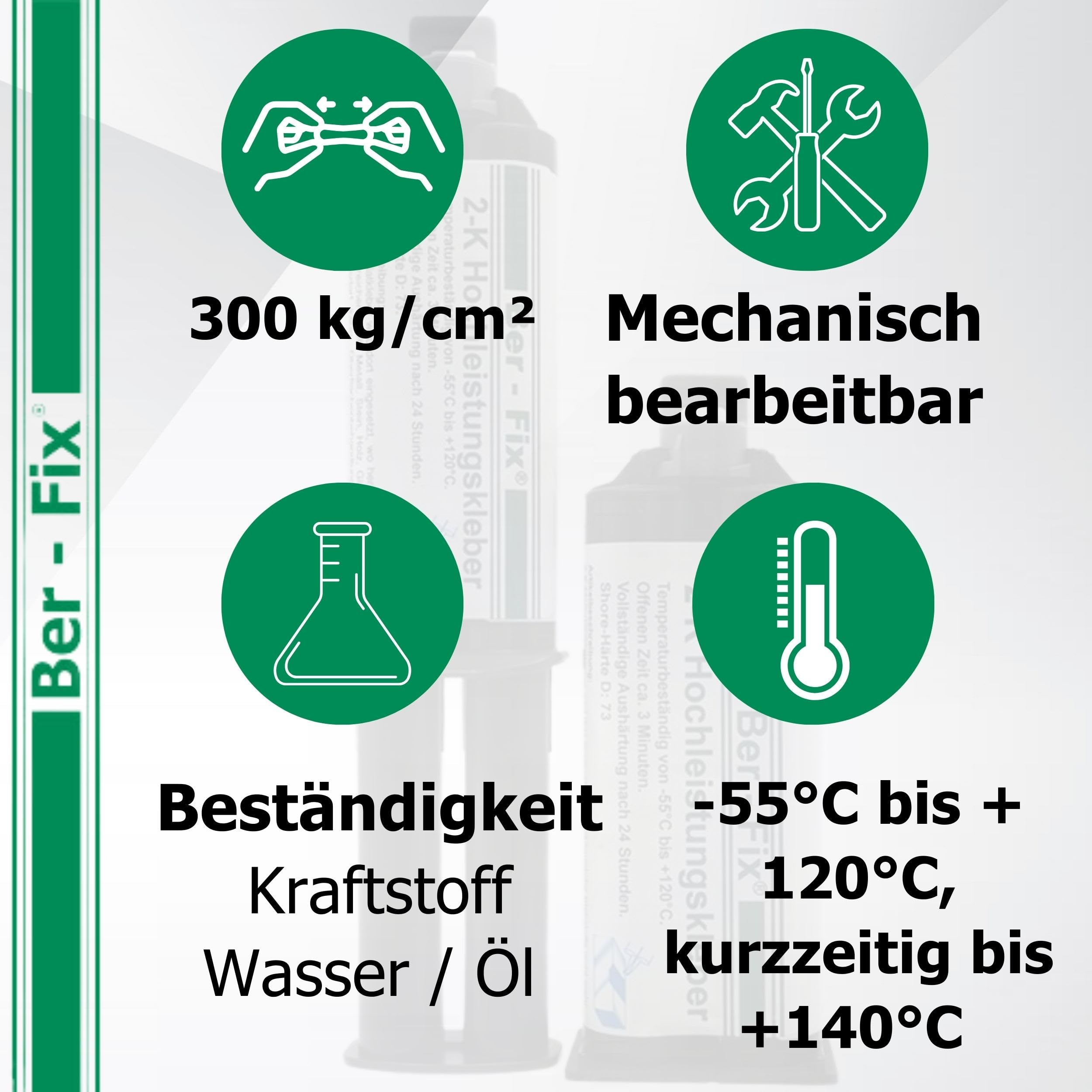 Ber-Fix Hochleistungskleber 2K MMA 30 Min 3x50g + 13 Düsen ohne Pistole