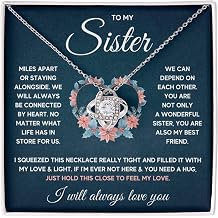 To My Sis Necklace &ndash; 14K White Gold Pendant with Message Card and Gift Box, Meaningful Jewelry Gift for Birthday, Christmas or Graduation