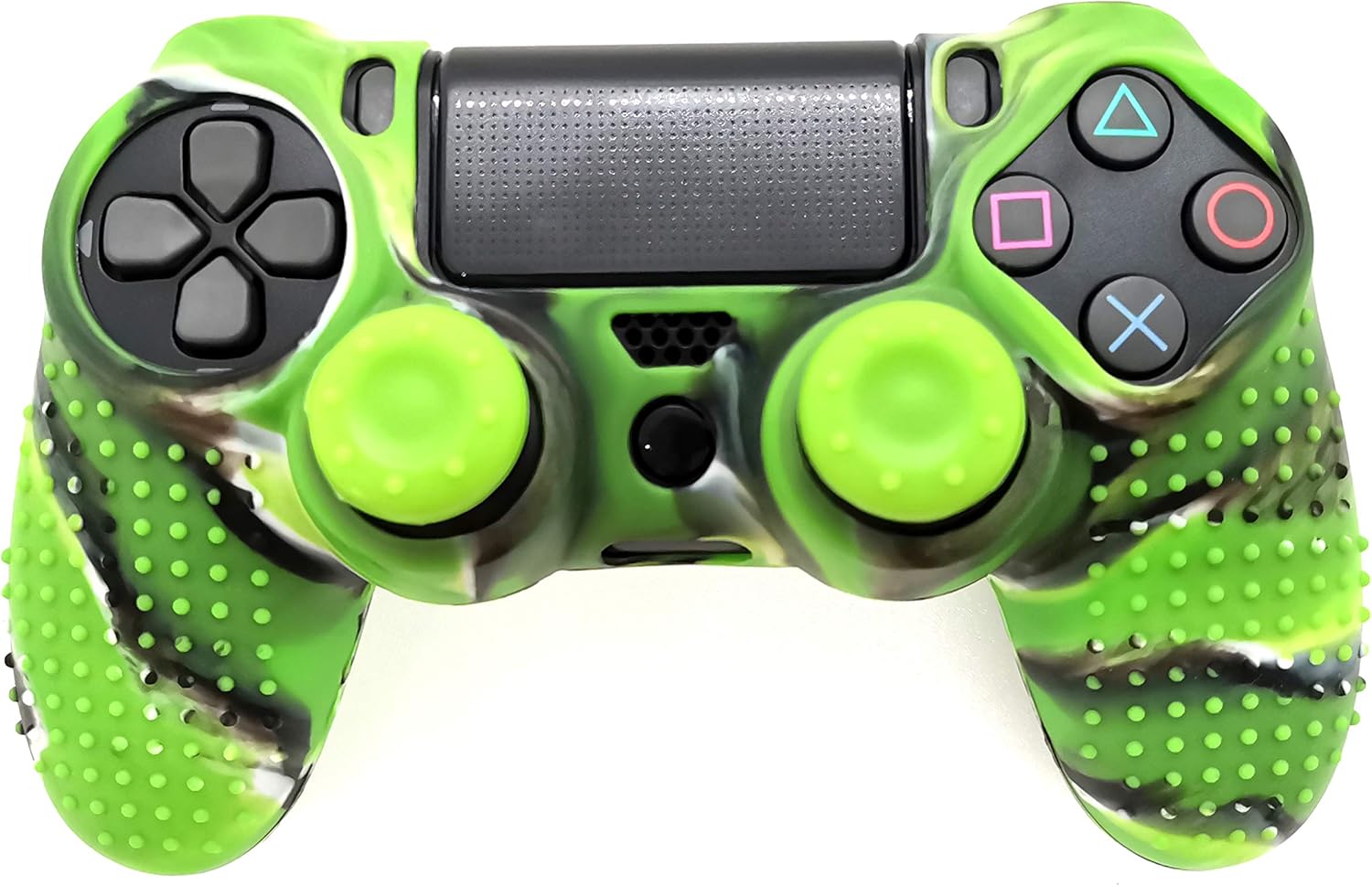 Silicone Skin Cover for Ps4 Controller (1pc Anti-Slip Case, 1 Pair L2 R2 Trigger Extender, 4pcs Thumb Grips,4pcs LED Light Bar Decal) Protector for DualShock PS4/ Slim/Pro Controller (Green granular) - Image 5