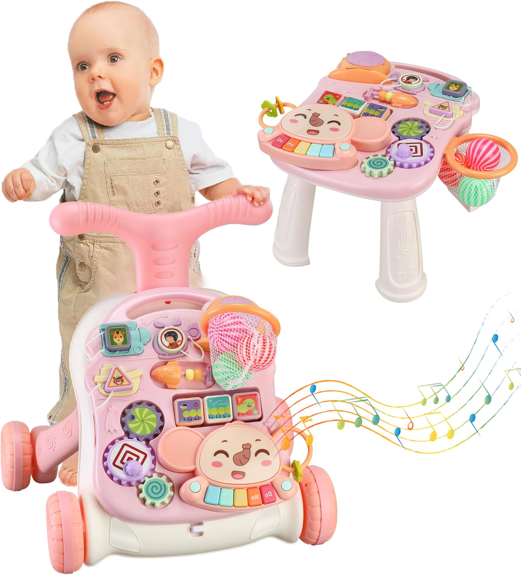 IoF Baby Push Walker, Walker for Baby Boy Girl 612 Months with Educational Play