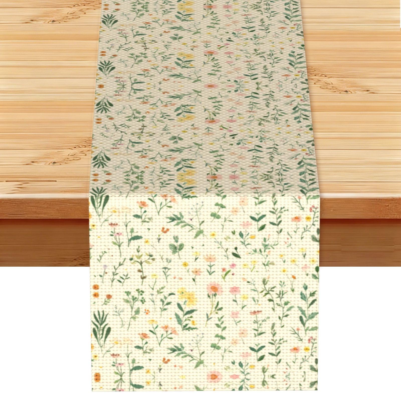 Dainty Peach Yellow Wildflower Printed Table Runner 13 x 72, Wrinkle Resistant Decor for Dining Table Coffee Table Fireplace