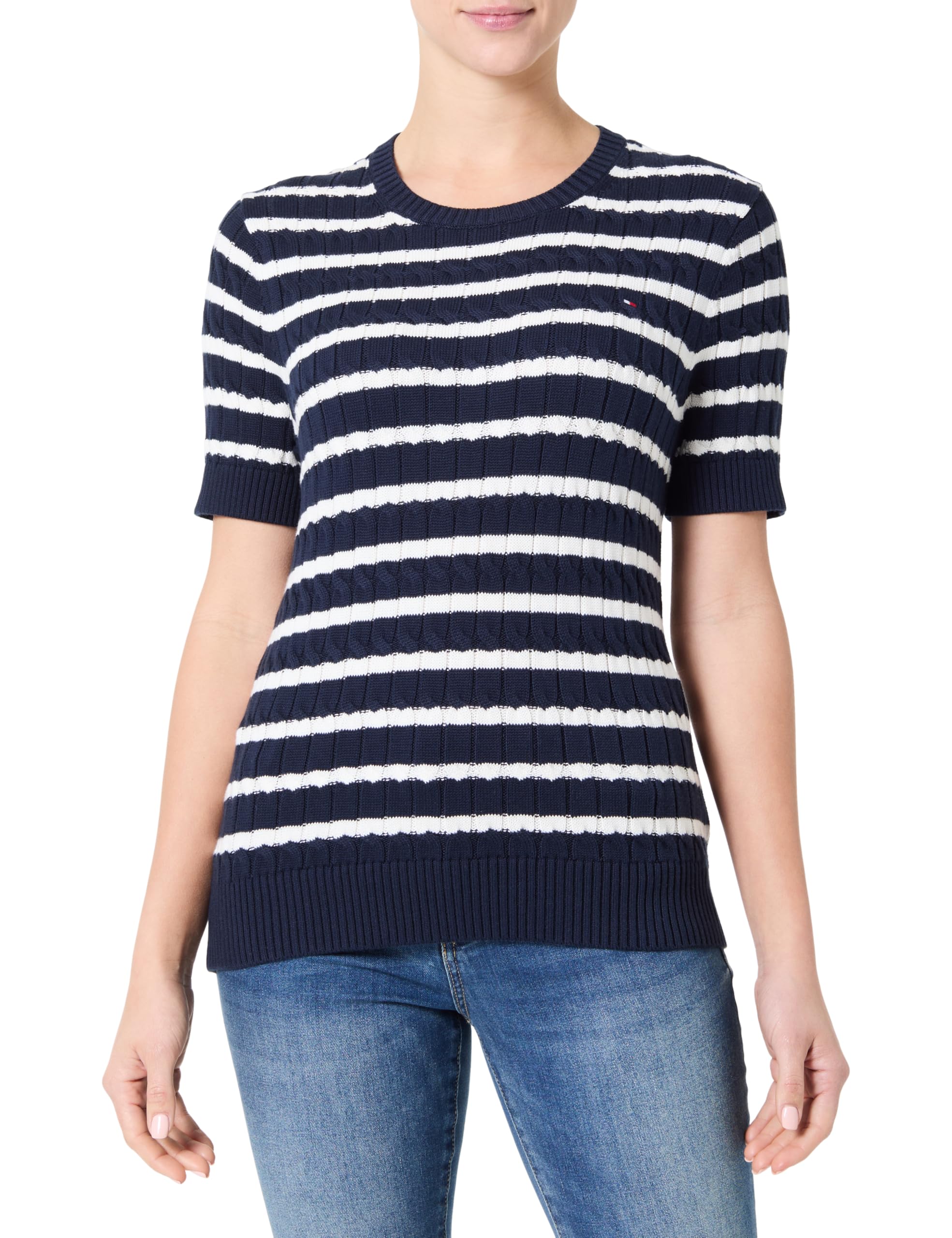 Tommy Hilfiger Swetry damskie, Ciemny granatowy/Ivory Petal Stp, L