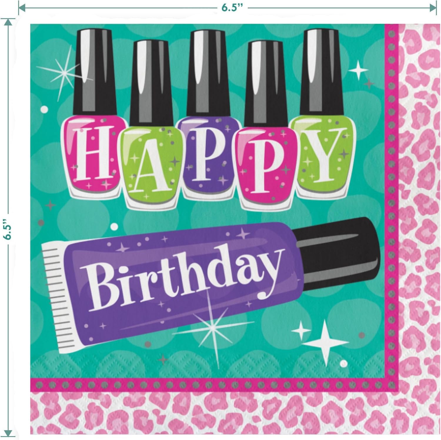 Spa & Makeup Theme Party Paper Dessert Plates and Beverage Napkins (Serves 16)