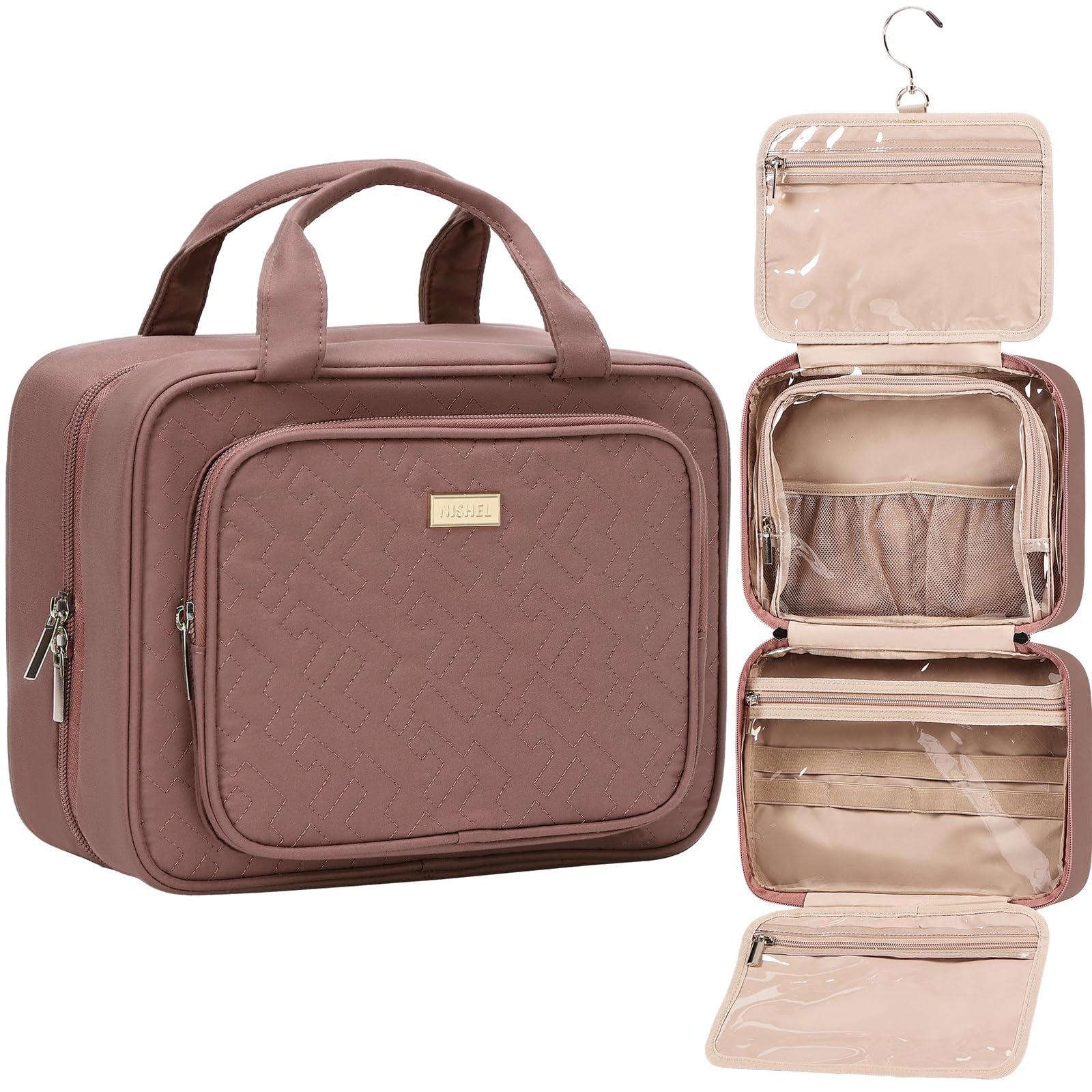 Large Size Toiletry Bag for Women, Travel Essentials Organizer, Hanging Makeup Case for Accessories, Cosmetics, Toiletries