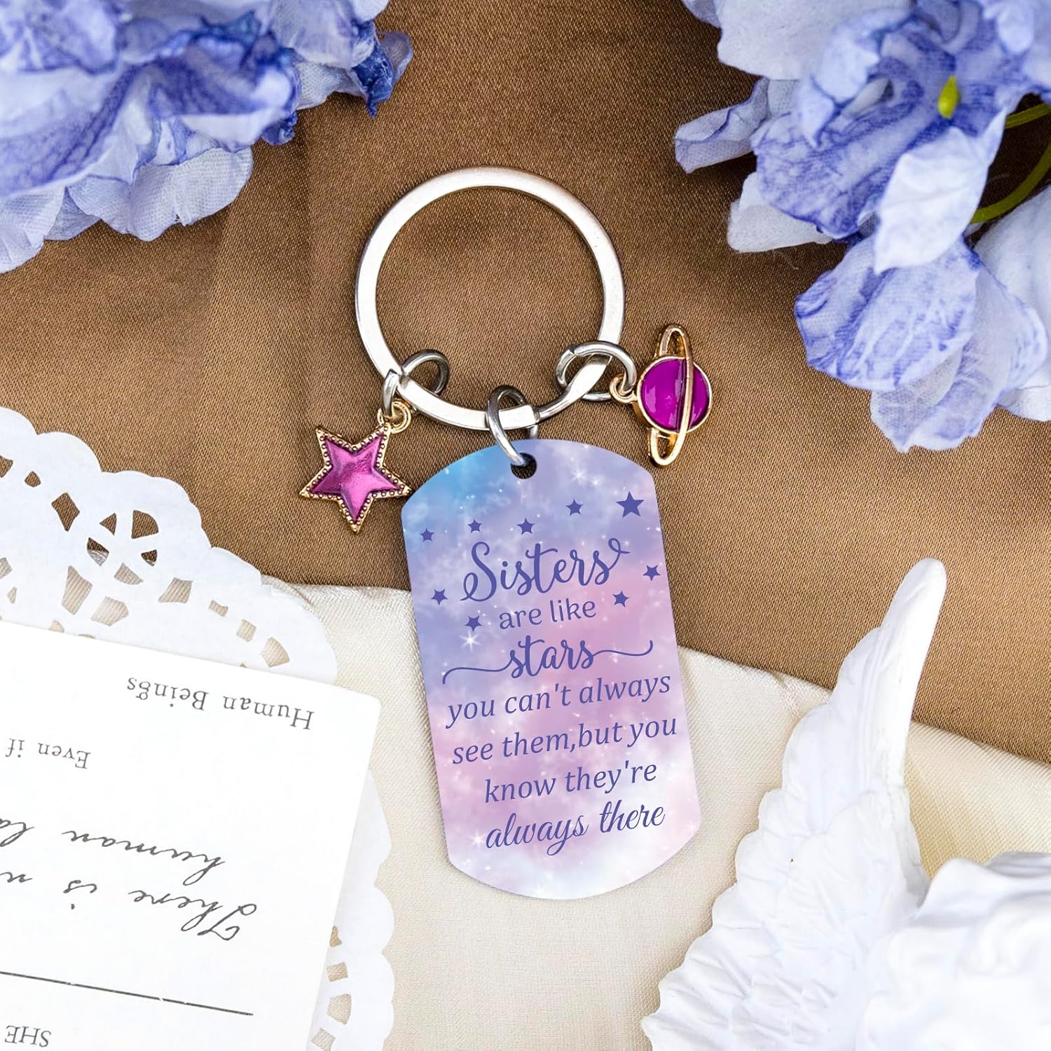 Sister Valentines Sister Gifts from Sisters Sweet Gifts for Sisters Best Sister Ever Gift Keychains Sisters Birthday Gift for Women Soul Little Sis BFF Bestie Christmas Valentines Present Keyring - Image 5