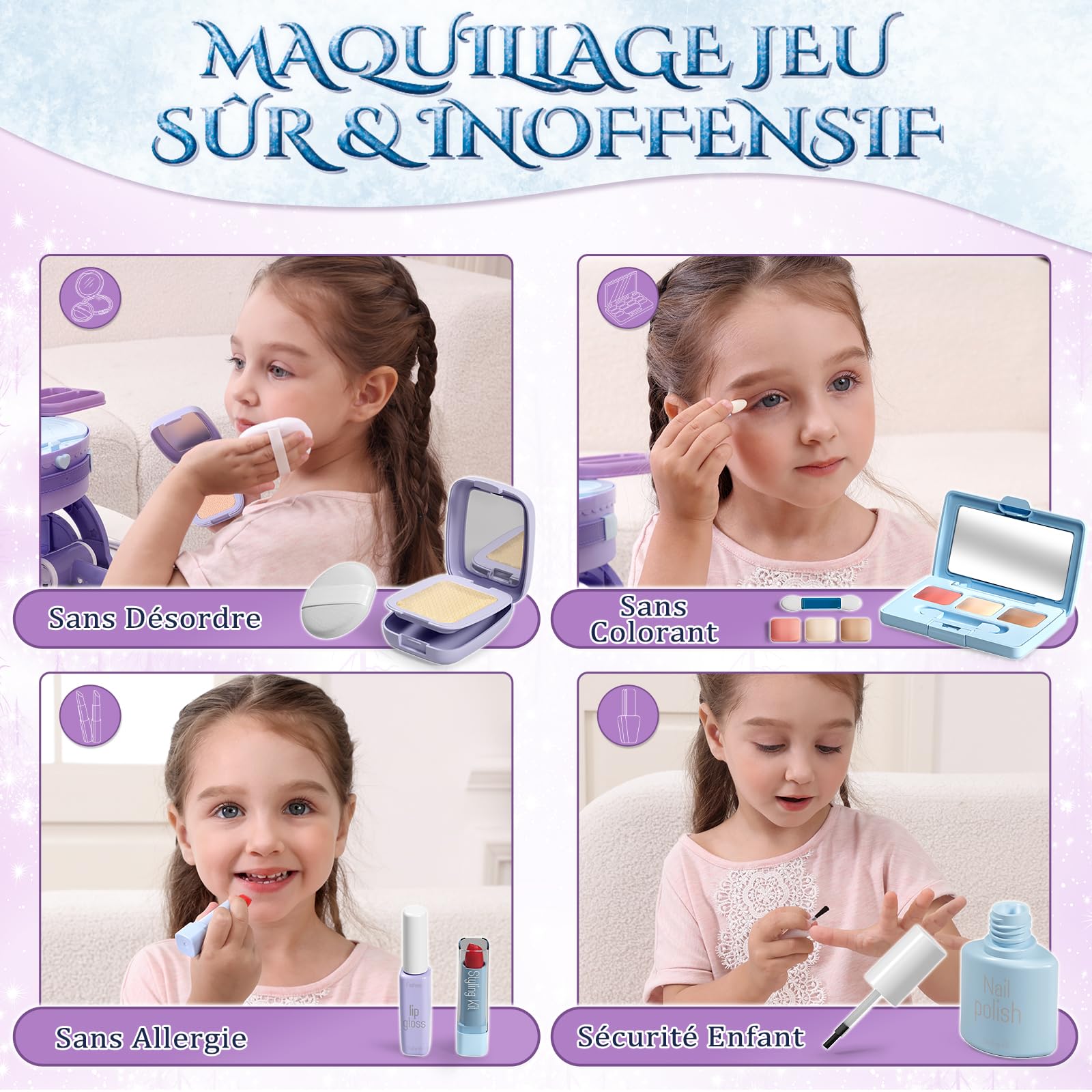 Lehoo Castle Coiffeuse 2-1 Faux Maquillage Enfant Fille Jouet