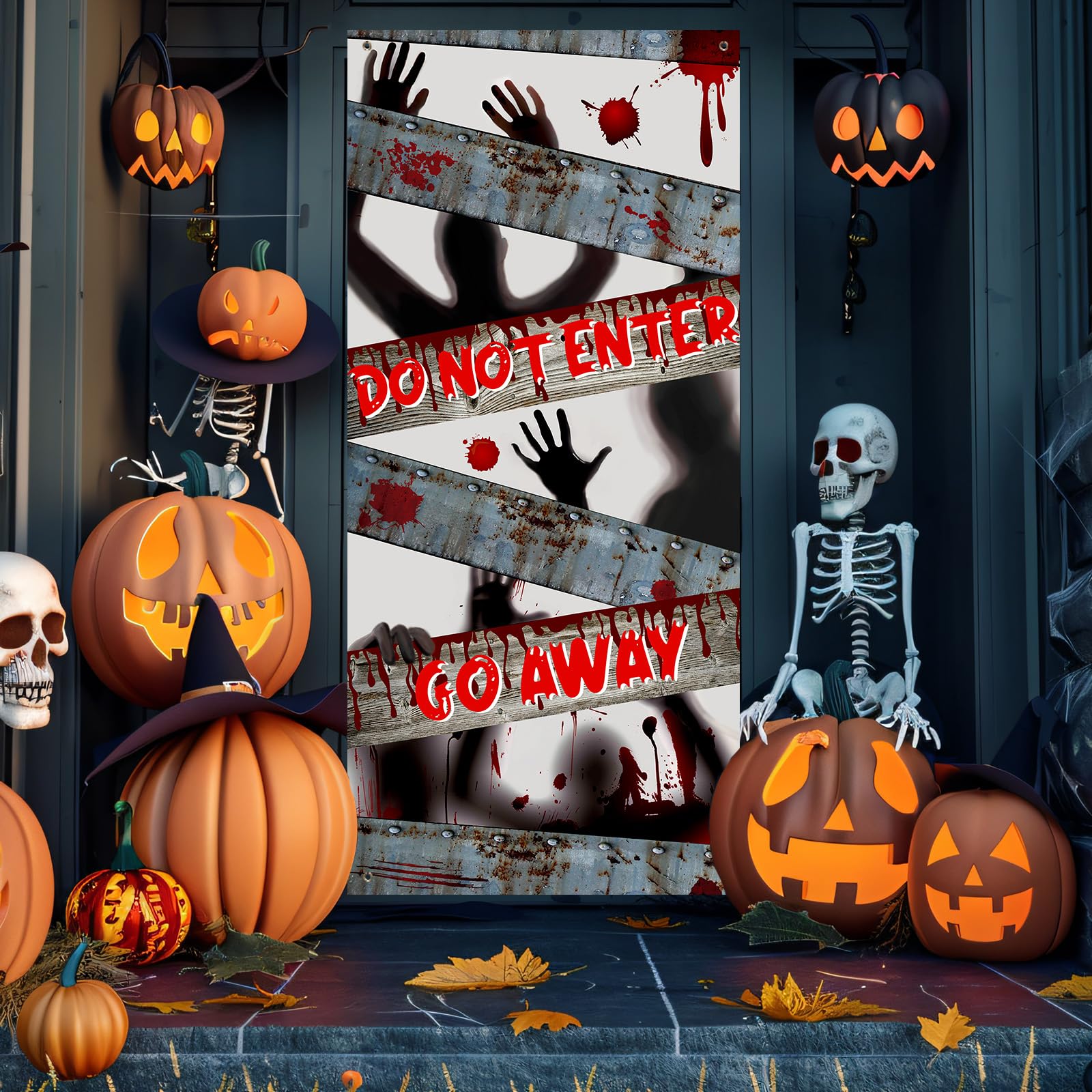 Housse De Porte Décorative Pour Fêtes - Taille 90x210 Cm, Polyester Lavable, Pour Halloween, Noël, Anniversaire