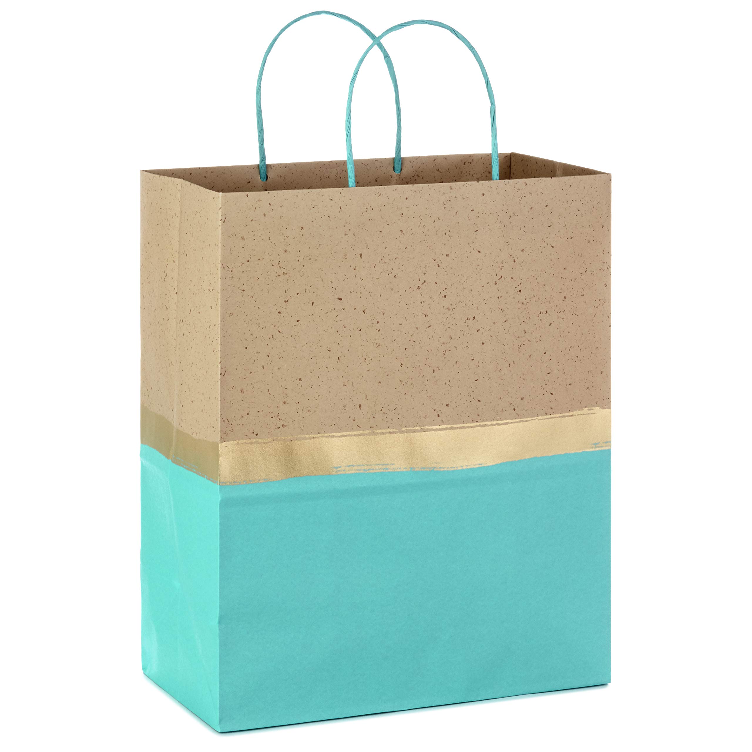 Hallmark 13" Large Paper Gift Bags (Pack of 6 - Turquoise & Kraft) for Birthdays, Easter, Weddings, Mother's Day, Baby Showers, Bridal Showers or Any Occasion