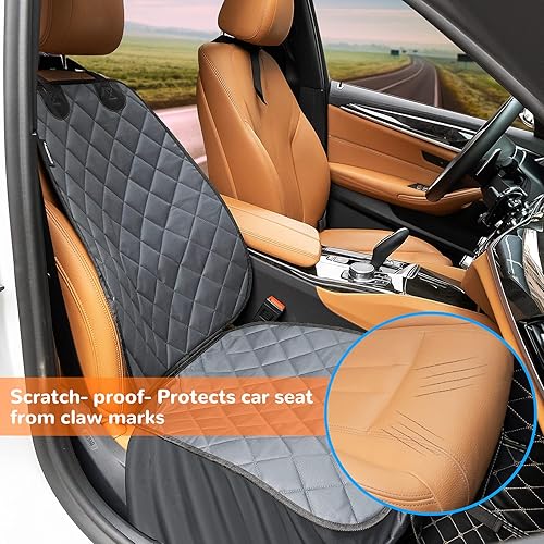 Miniatura 2 de URPOWER Funda de asiento delantero para perros, 100% impermeable, antideslizante, protector de asiento de coche para mascotas, acolchado y duradero,