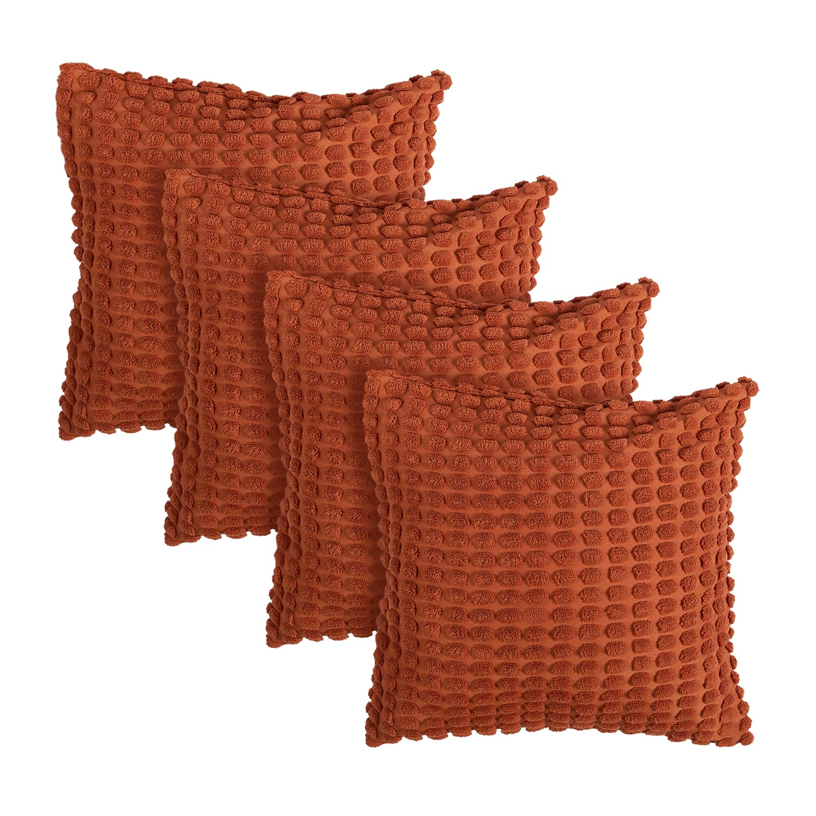 Ohs Rust Cushion Covers 45 X 45, Soft Decorative Bobble Textured Cushion Covers With Invisible Zipper Home Decoration Throw Pillow Cover Pack Of 4 For Living Room Bedroom,