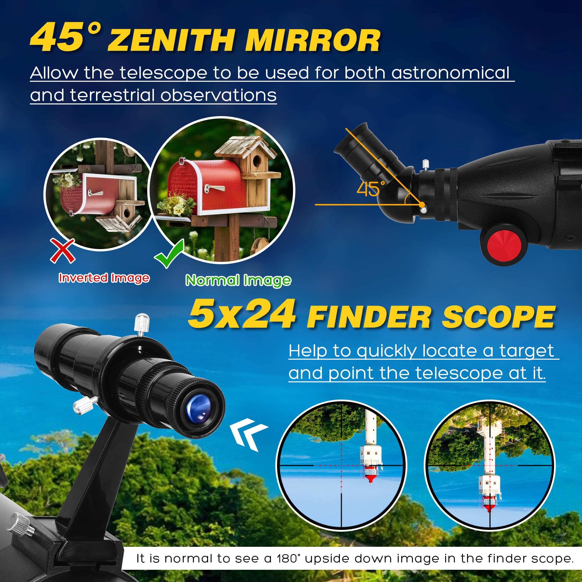 Telescopio per astronomia adulti principianti, 36X-450X, telescopi astronomici rifrattori portatili professionali da 90mm di apertura/900mm con treppiede&adattatore per telefono&borsa da trasporto