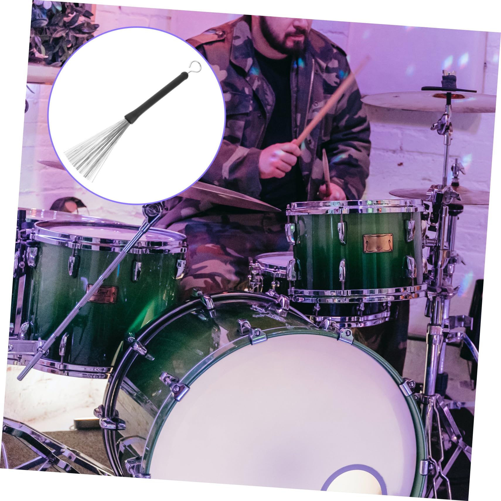 BESTonZON Jazz Drum Special Brush Stainless Steel Wire Brush Drum Stick Handle for Practice and Stage