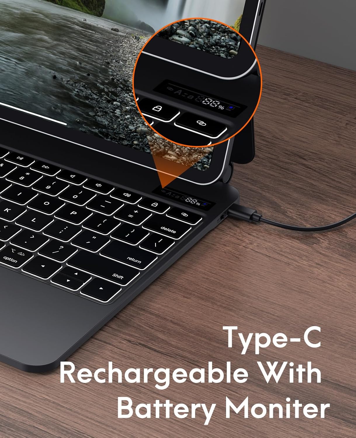 CHESONA for iPad Pro 13 inch case 2024 with Keyboard, Easy-Set Floating Cantilever Stand, Smart Trackpad, 7 Color Backlit with Battery Digital Display, Keyboard Case for iPad Pro 13 (M4), Black