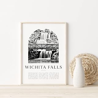 Wichita Falls Art Print, Wichita Falls Poster, Wichita Falls Photo, Wichita Falls Wall Art, Wichita Falls Black and White, Texas | US271Mtravel poster City landscape skyline National Park Country