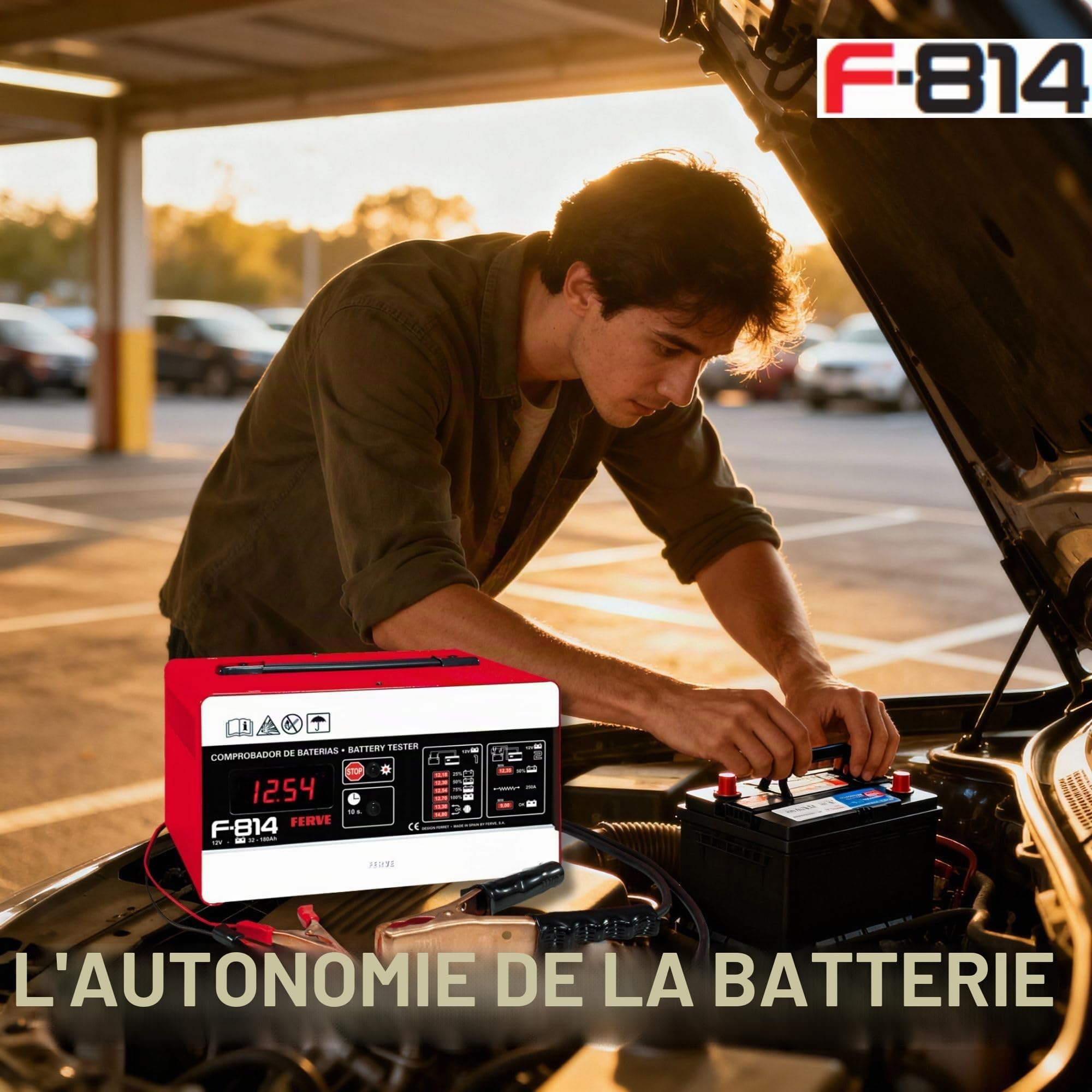 FERVE F-814 Testeur de Batterie et d'Alternateur 12 V