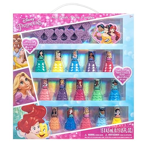 Townley Girl Disney Princess Peel-Off esmalte de uñas Set de regalo para niños 18unidades