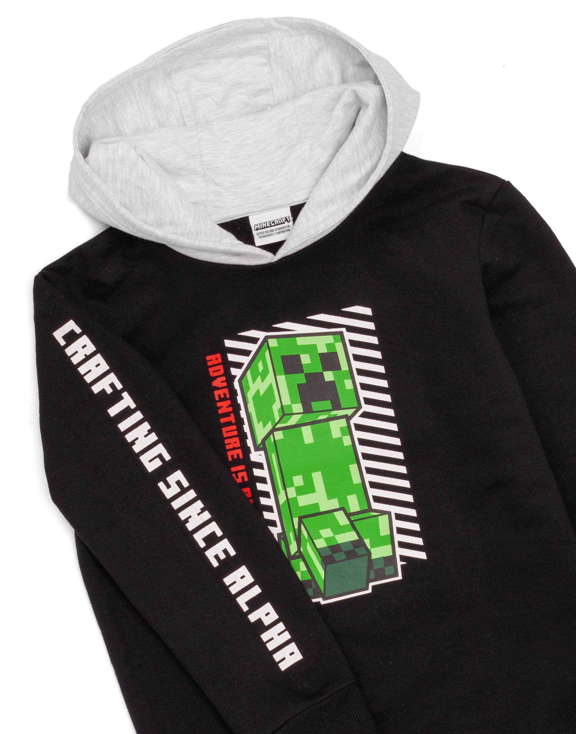 Minecraft Hoodie Boys Kids Game Preeper Black Hooded Jumper