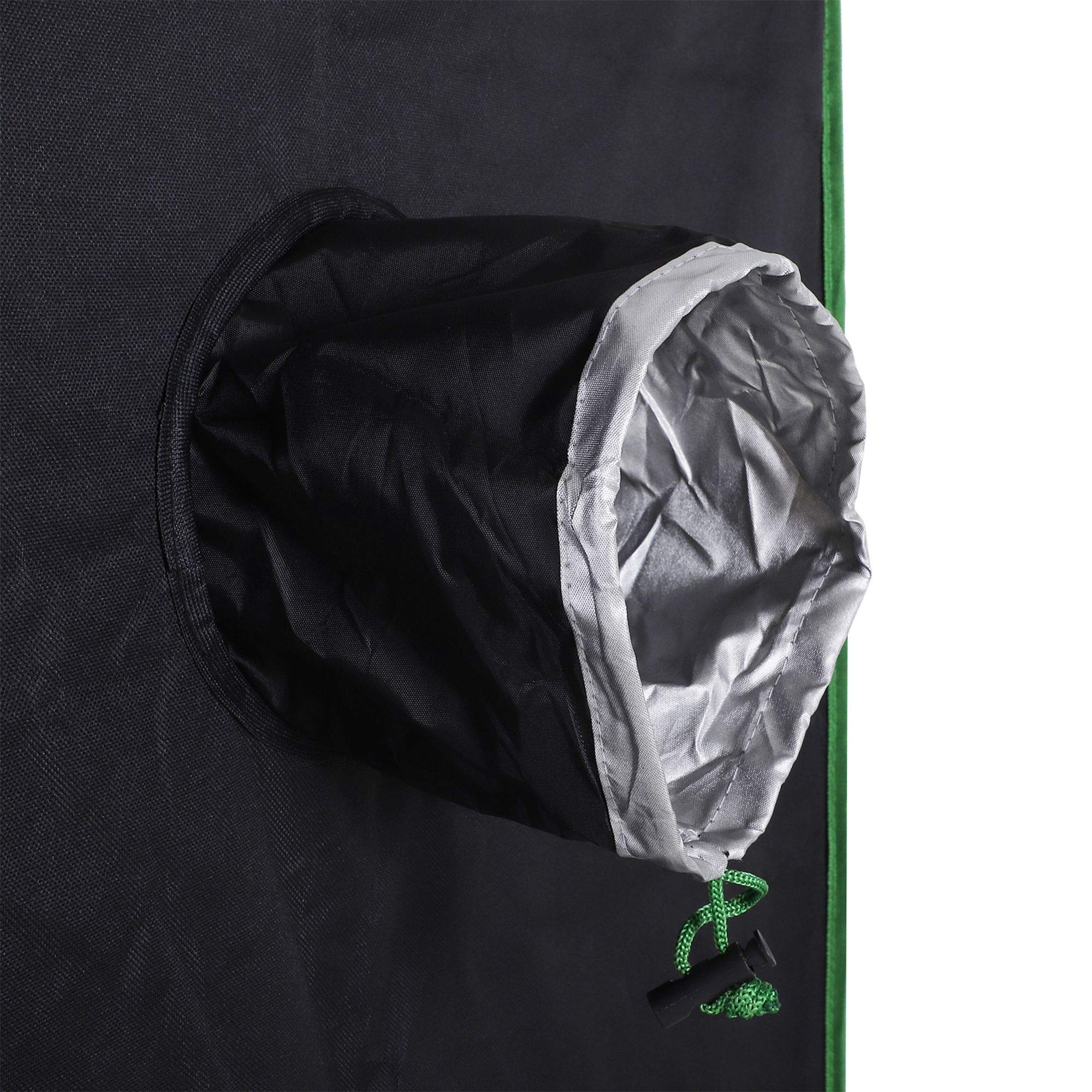 Outsunny Tenda Idroponica in Oxford 600D con 5 Prese d'Aria Regolabili e Finestra, Serra Idroponica per Coltivazione con Foro per Cavi da Interno, 80x80x160 cm, Nero