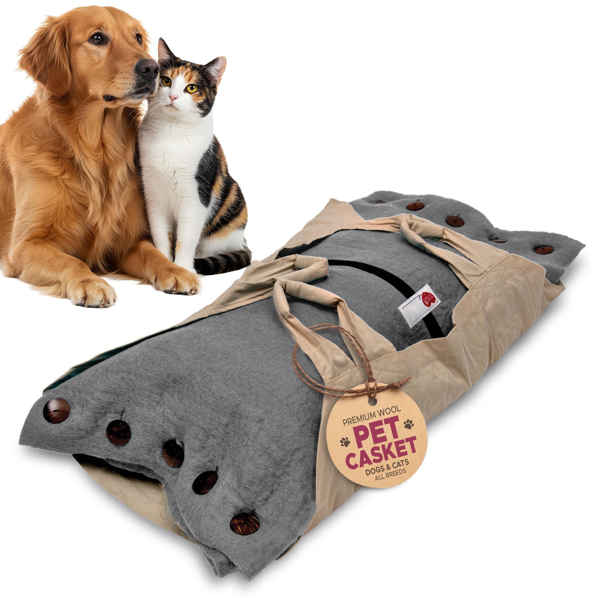 Sweet Goodbye Cocoon® - Eco-Friendly Pet Burial & Cremation Ceremony Kit (Premium Wool) - Casket for Dogs and Cats – Size for Every Breed (Choose Size