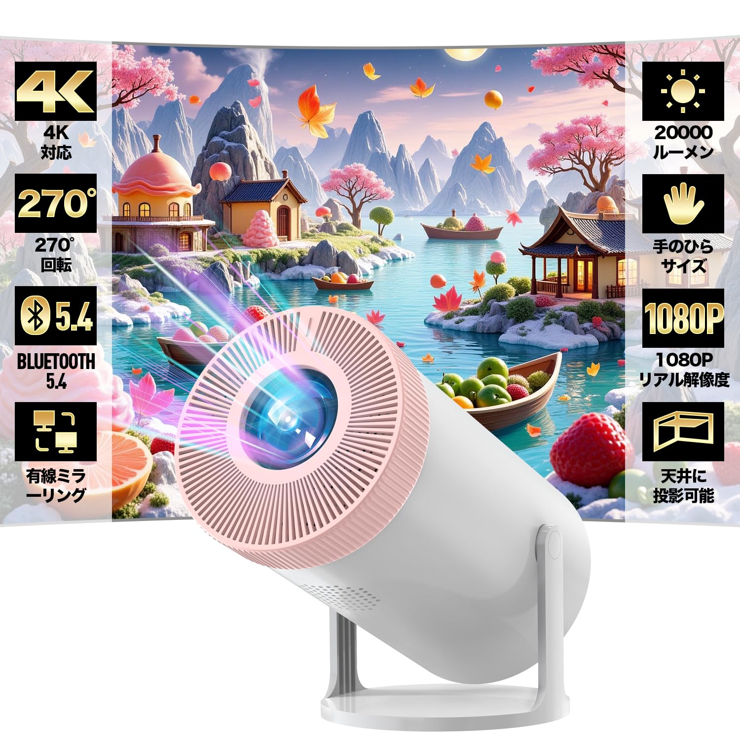 Amazon.co.jp: 【2025年新機種・20000LM・270°回転】プロジェクター