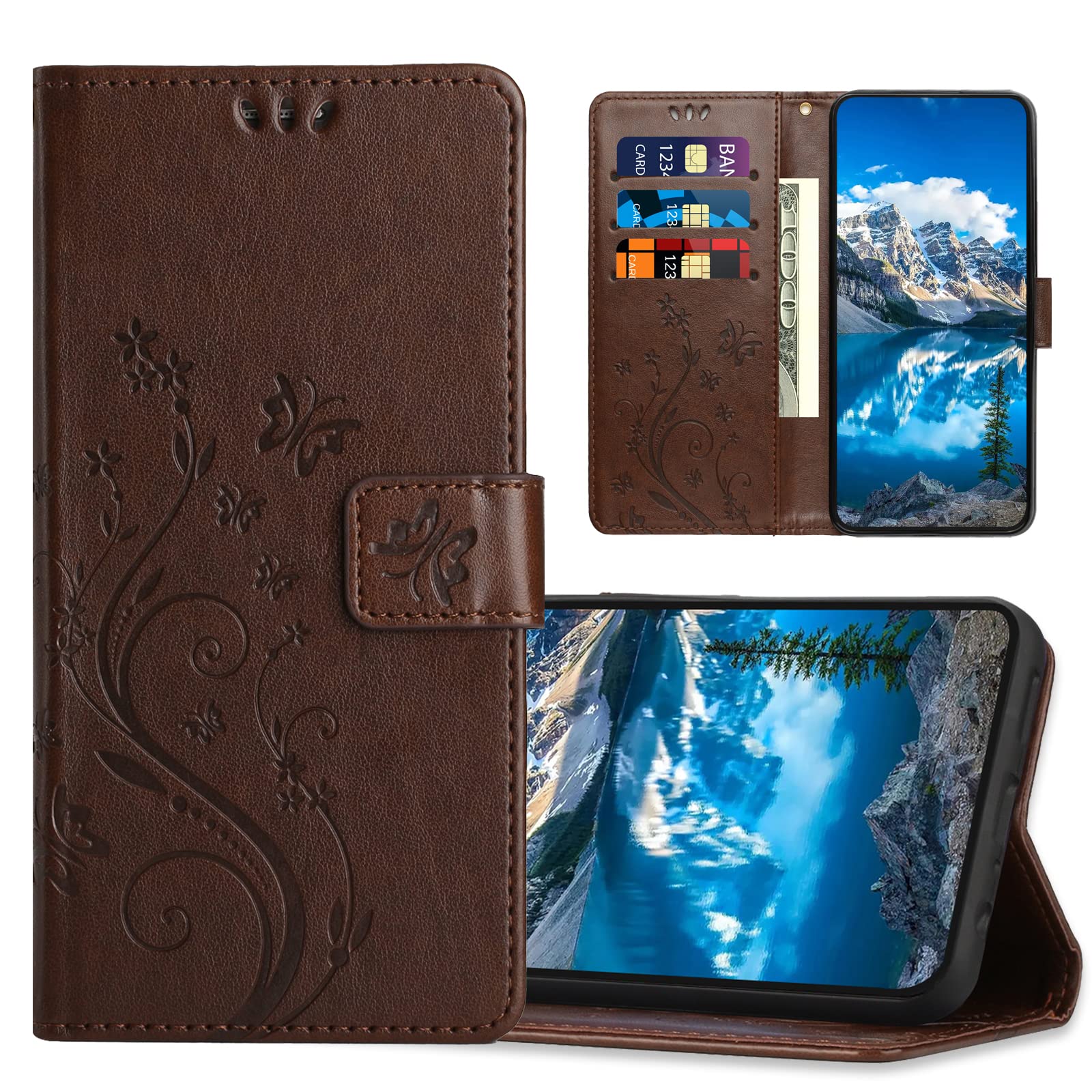 AKABEILA Cover In Pelle Per Xiaomi Redmi Note 7 – Custodia A Portafoglio Con Chiusura Magnetica, Funzione Cavalletto, Colore Marrone Chiaro - 2
