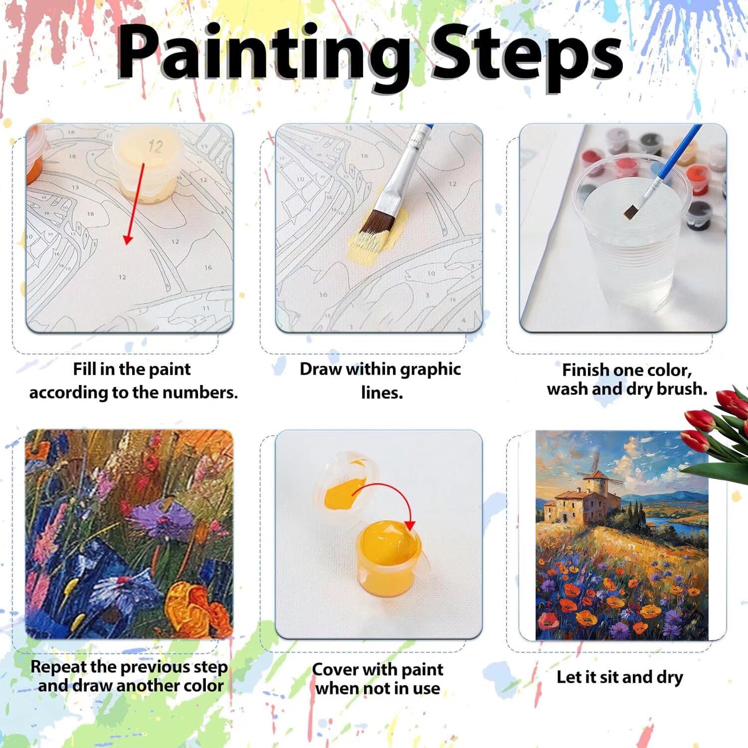 Pintar por Numeros Adultos pintar por numeros niños manualidades niños 10 años, DIY Pintar por Números de Pincel y Pintura acrílica Decoraciones para el Hogar Manualidades, sin Marco 60x80cm C-48