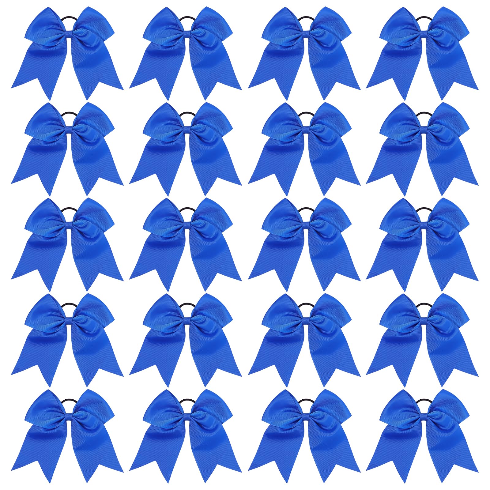 20 PCS 8 Inch Cheer Hair Bows Large Cheerleading Big Hair Bows with Ponytail Holder Hand-made Grosgrain Ribbon Hair Accessories for Teen Girls (Blue)
