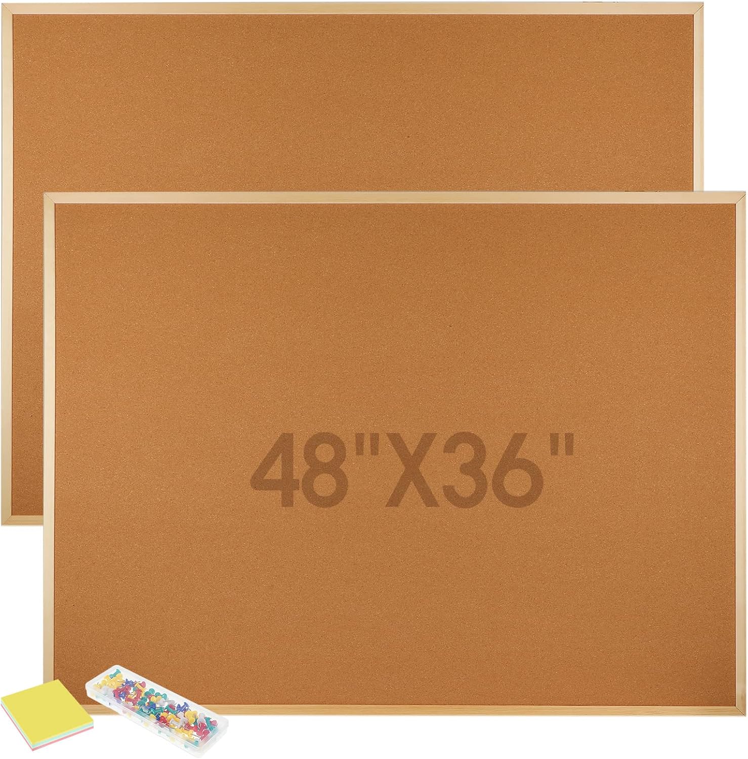 Teling 2 Pcs Cork Board Bulletin Board 48 x 36 Large Cork