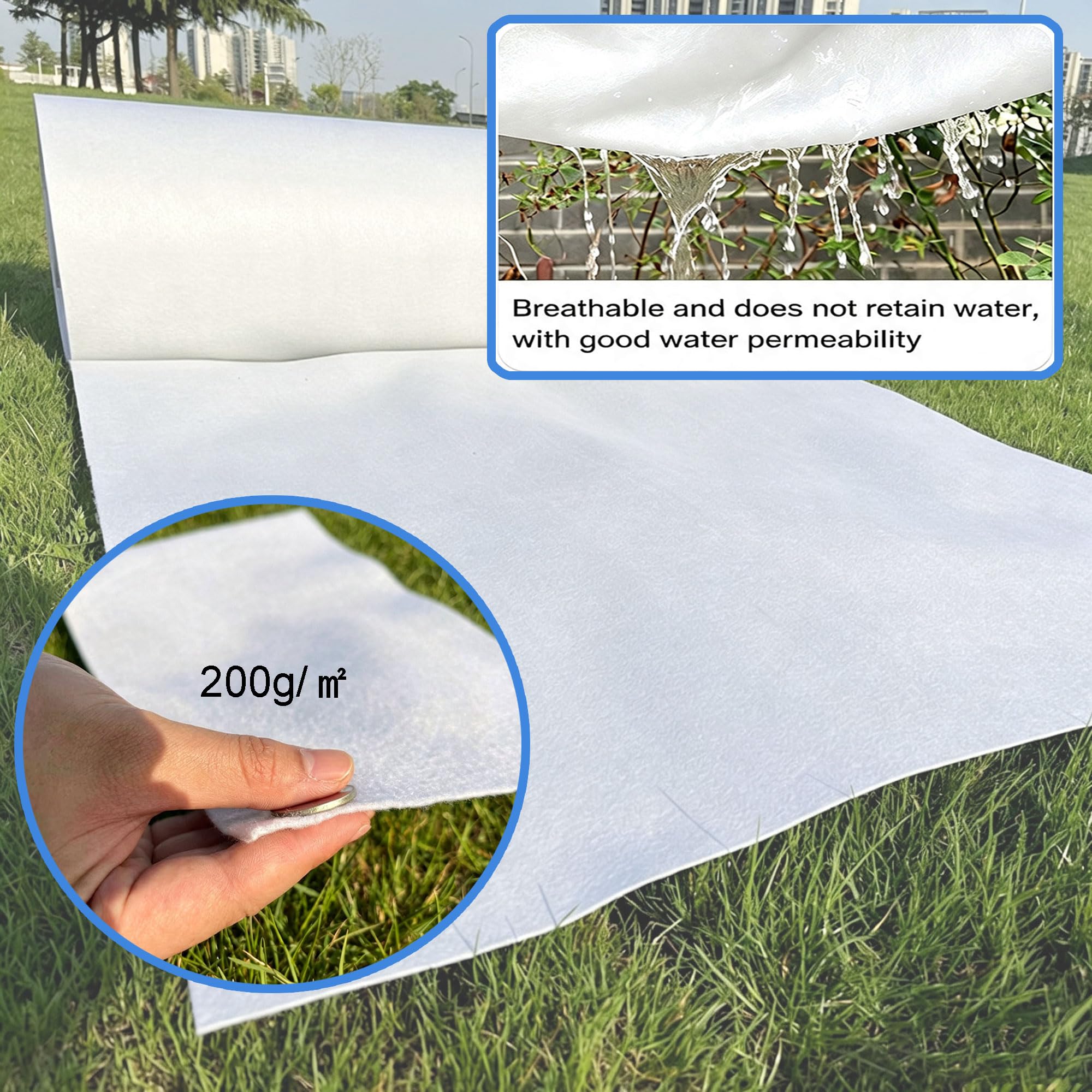 Malla Geotextil no Tejida, Vellón de drenaje 100 G/m²/200 G/m²/400 G/m²