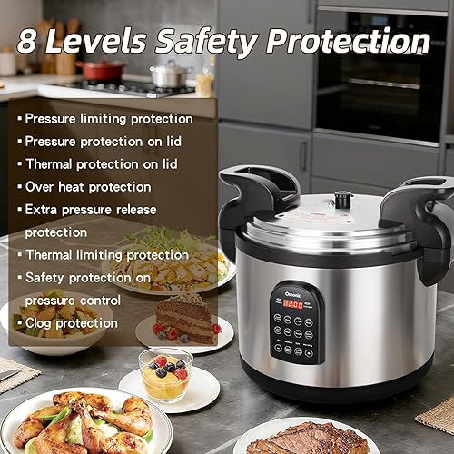 Miniatura 8 de Olla a presión eléctrica comercial de 26.4 cuartos de galón, olla a presión grande de acero inoxidable de 208-240 V 2500 W, olla de cocción lenta