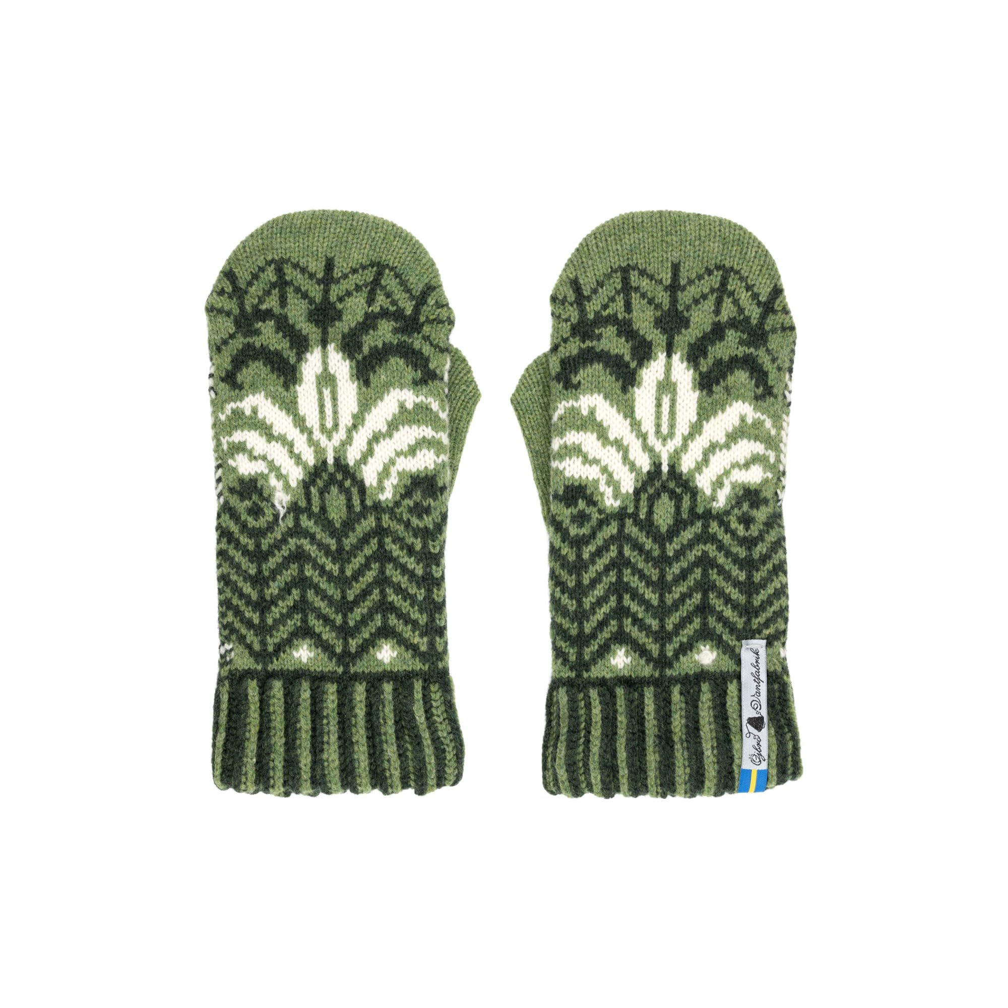 ÖJBRO VANTFABRIK guanti in maglia lana merino Fager Inez M (7-9) verde guanto fuderato caldi morbidi Svezia