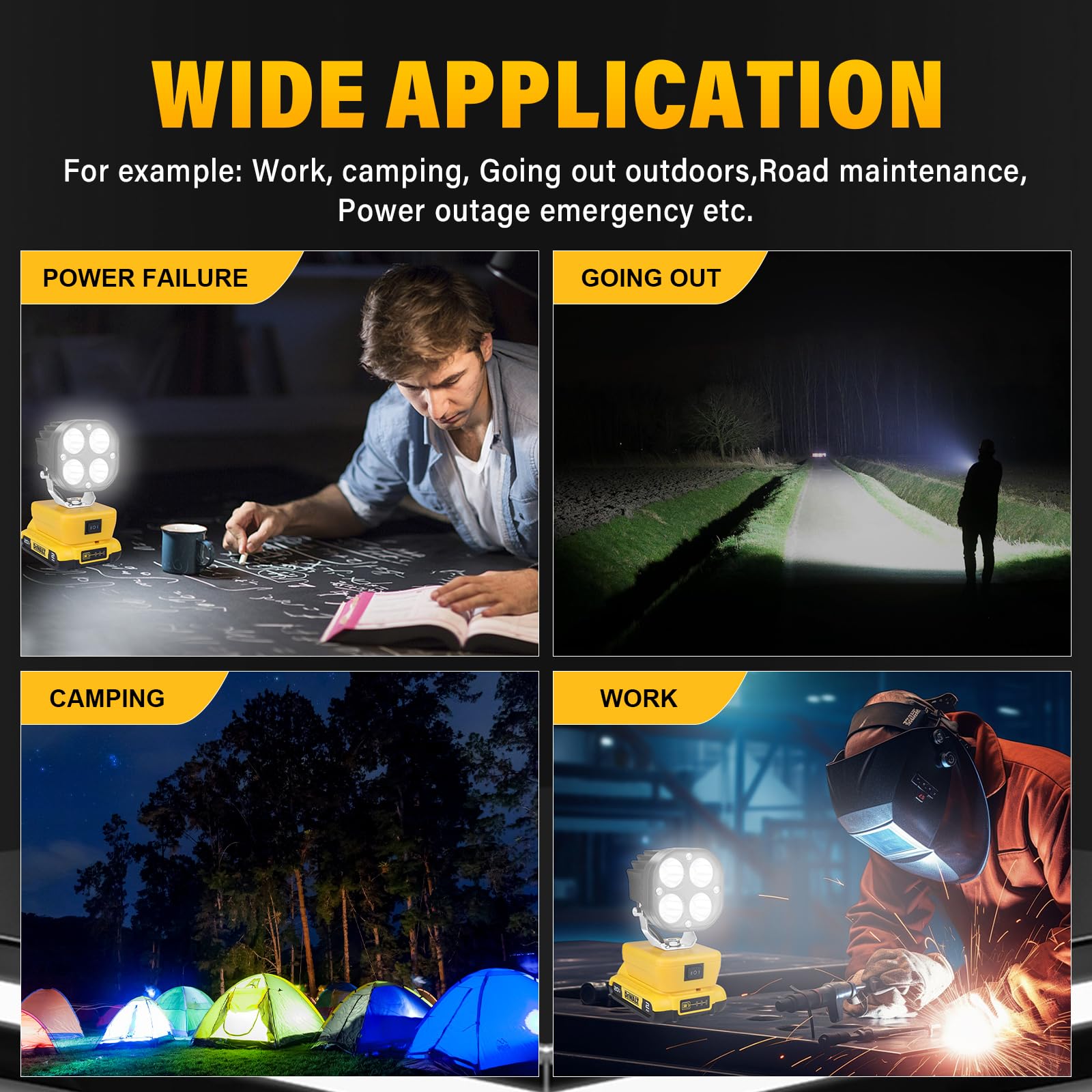40W 4000LM LED lampa robocza do akumulatora Dewalt 18/20V