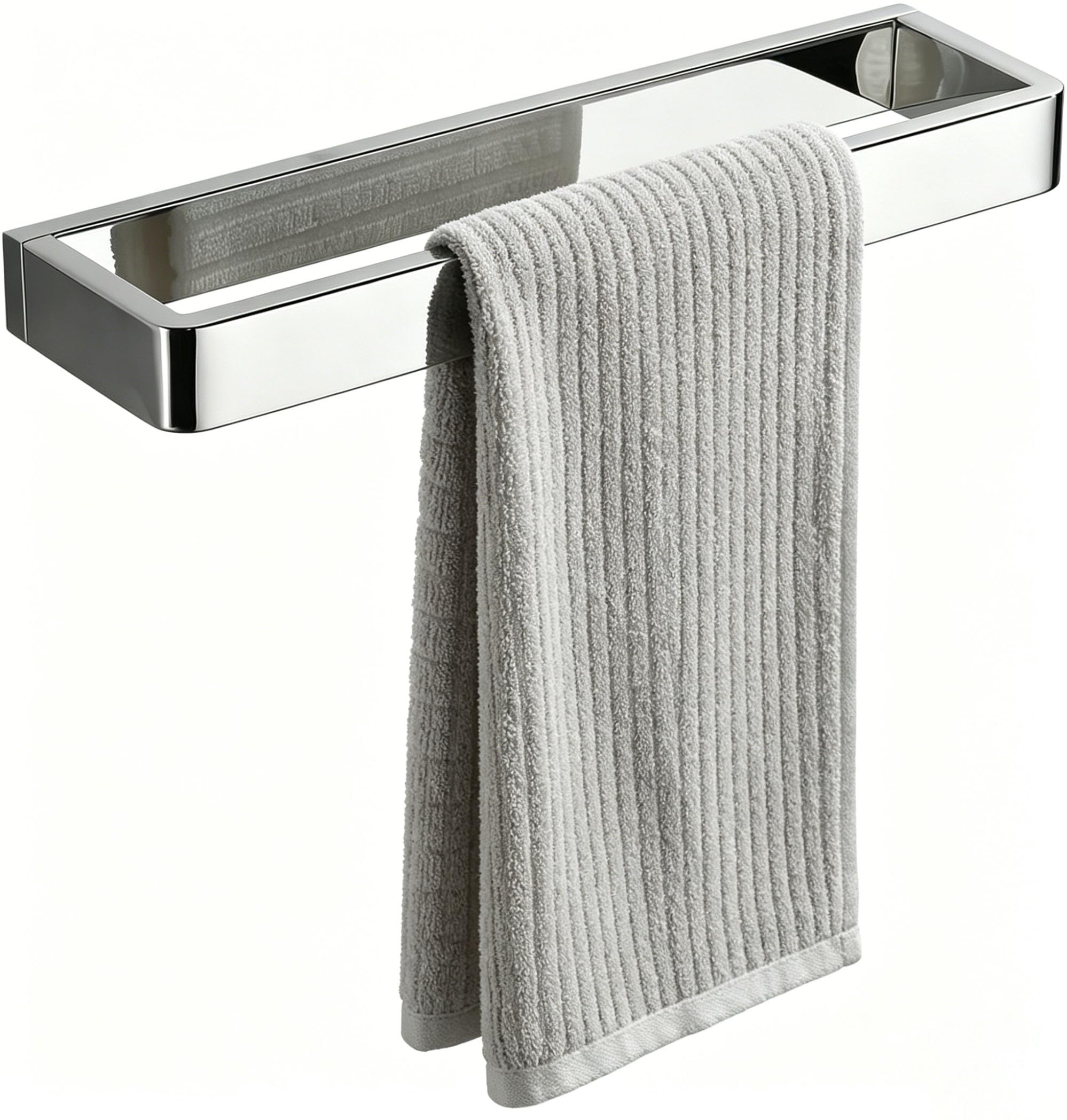 YACVCL Bathroom Towel Bar Chrome, 40cm/15.9in 304 Stainless Steel Bath Accessories Towel Rack Hanger, Bathroom Kitchen Square Hand Towel Holder Wall Mounted