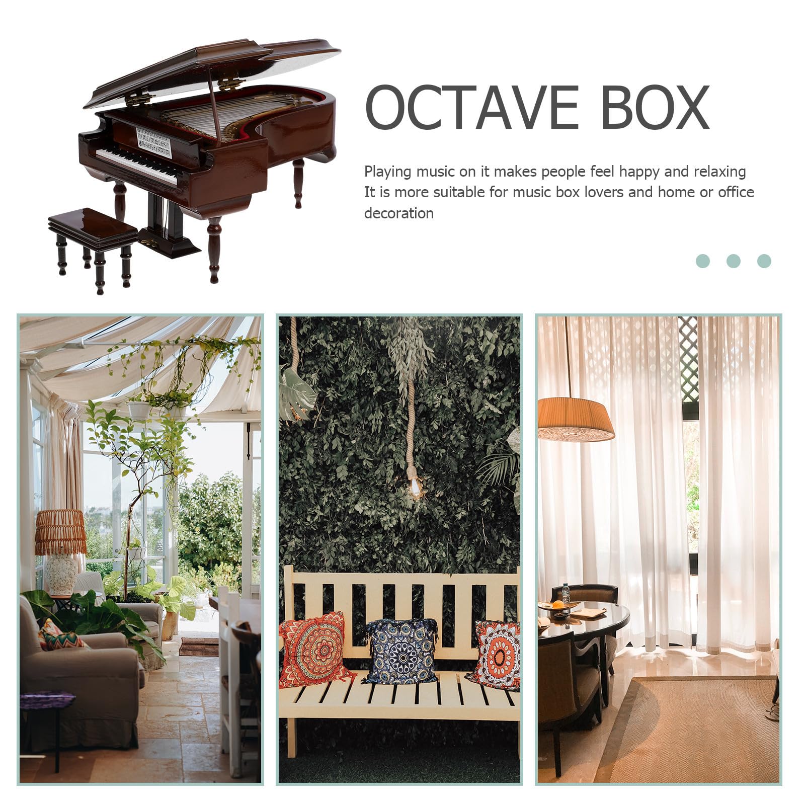 Caja de Música Portátil en Plástico y Madera Forma de Piano Mini Obsequio Creativo Decoración de Escritorio para Amantes Música