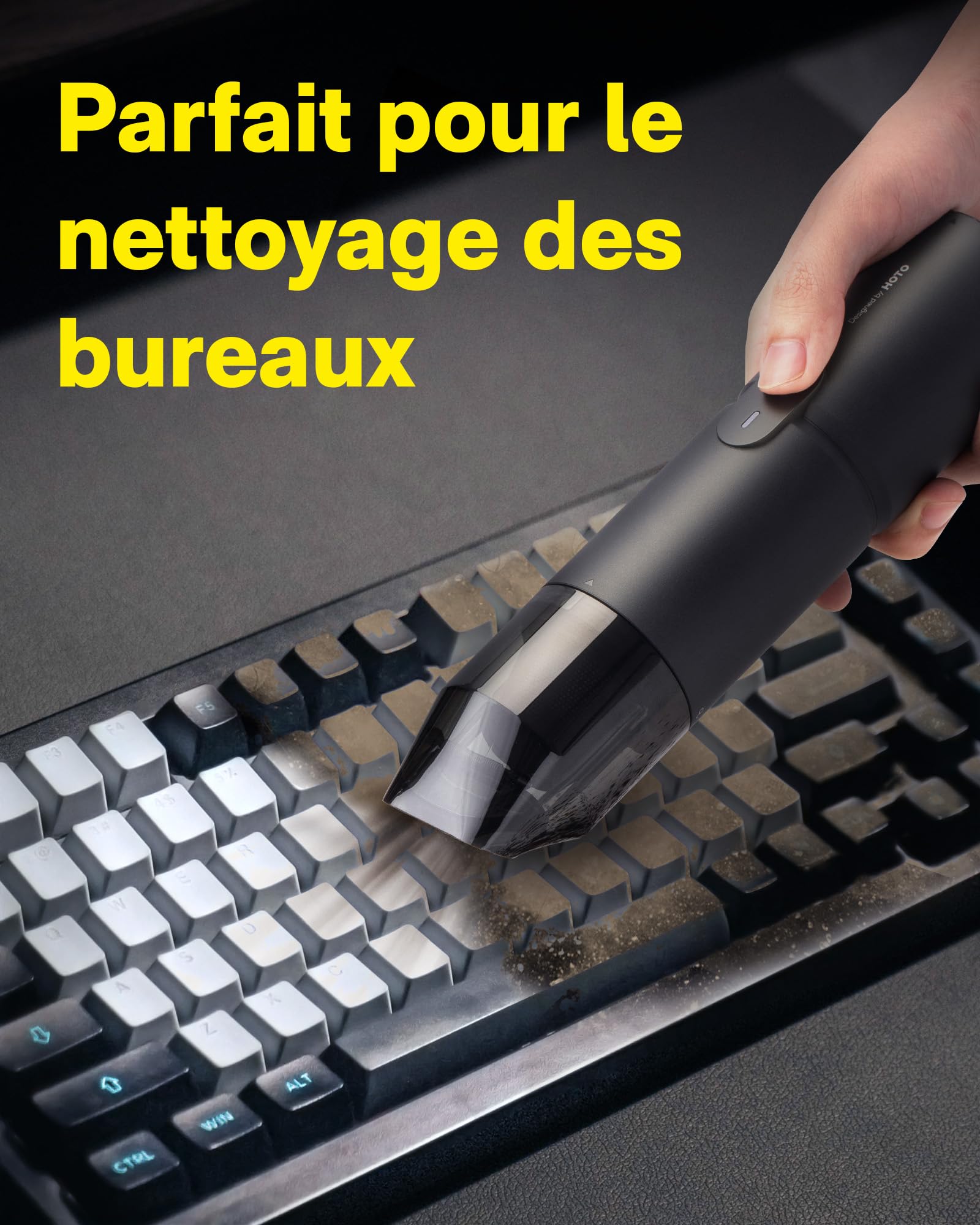 HOTO Mini Aspirateur à Main 4 en 1, 15000 PA Souffleur de Poussière Voiture | Aspirateur portatif multifonction pour voiture, table, clavier, compact léger pour petits nettoyages quotidiens