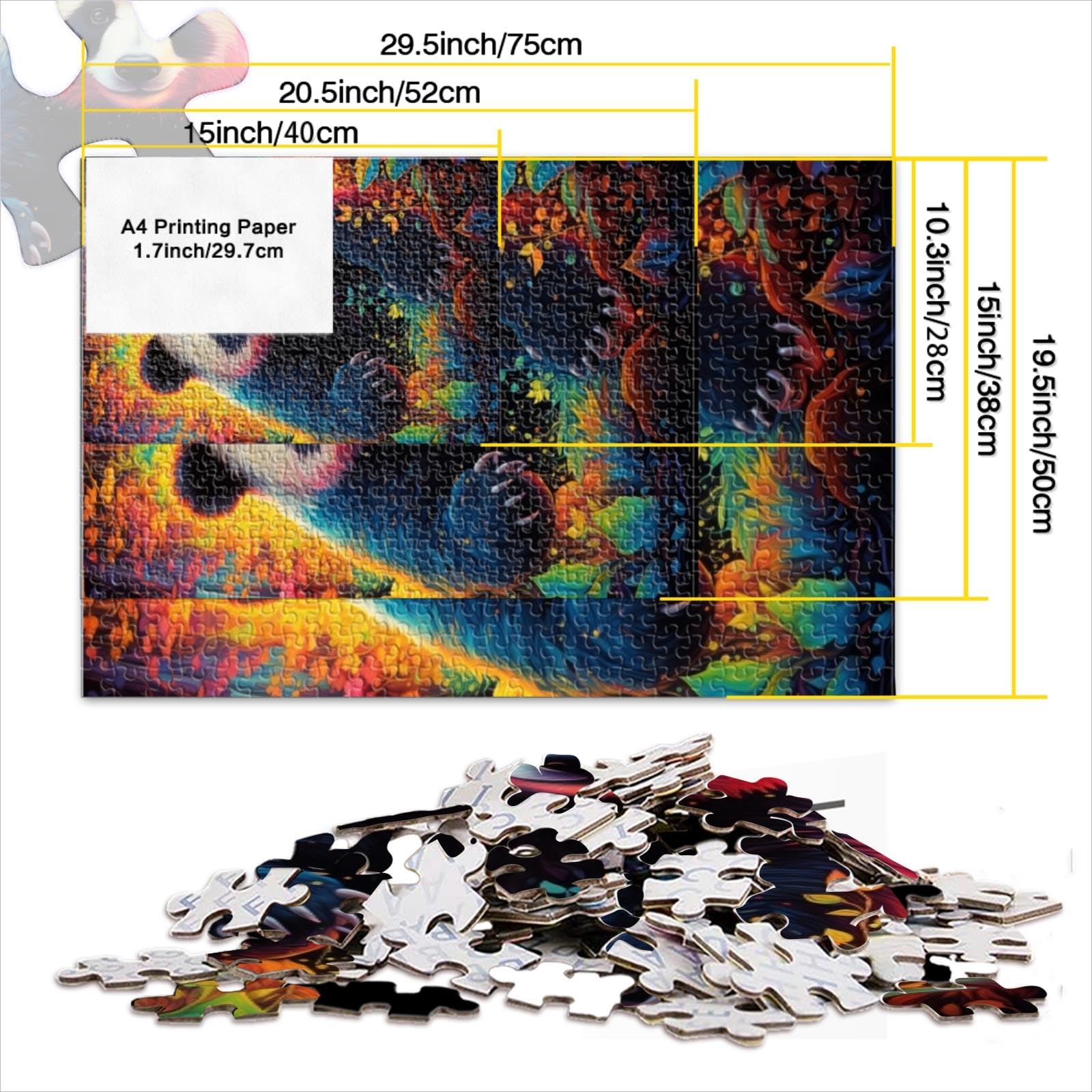 Cuteefun Panda Holzpuzzle Für Erwachsene – Einzigartige Tierformen, 20 Versteckte Panda-Teile, 200 Teile