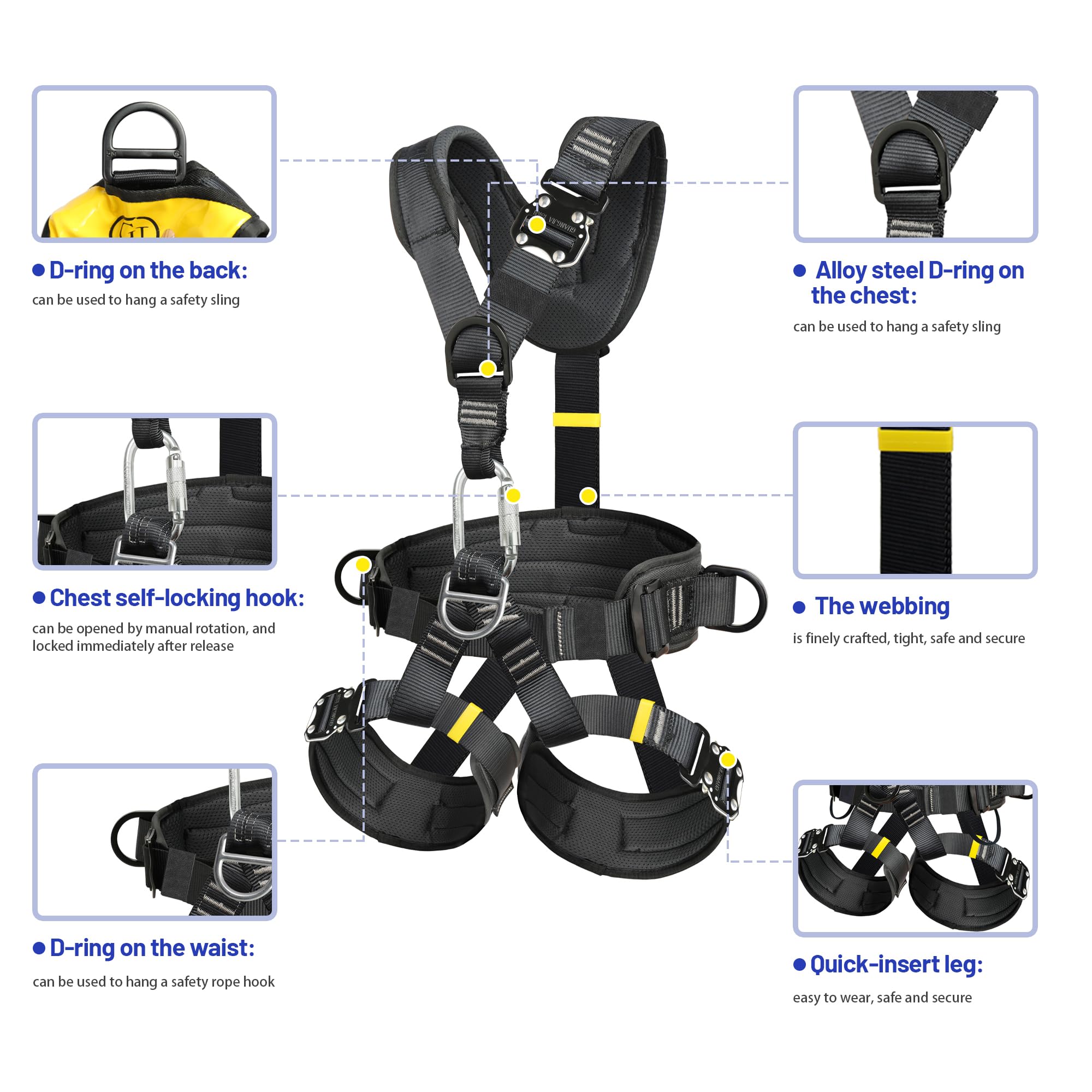 DIJJIG Climbing belts, Thicken Professional Half Body Safety Belt Climbing Gear for Tree Climbing, Fire Rescue, Rappelling and Other Outdoor Adventure Activities
