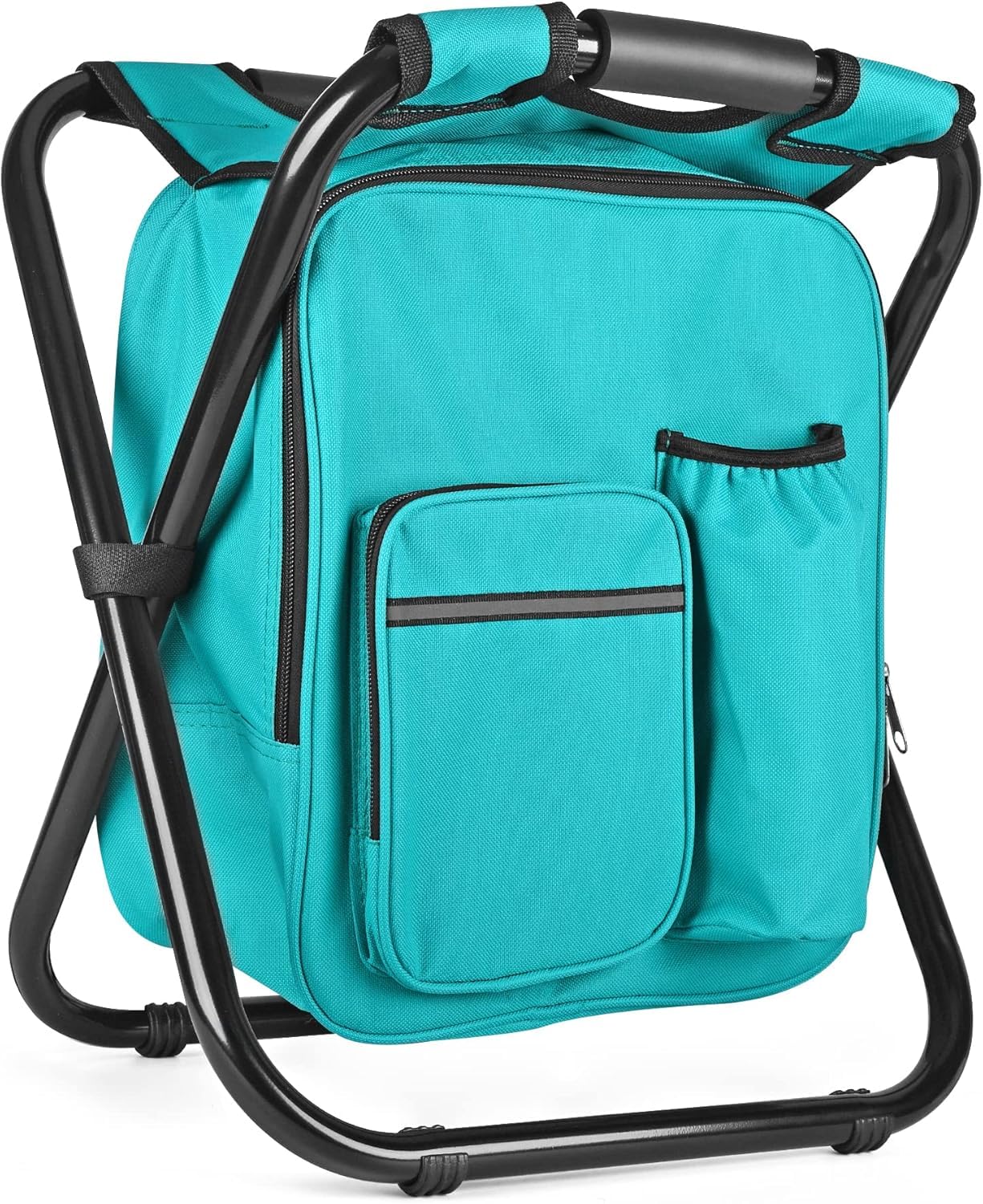 Kikerike Backpack Stool Cooler Chair Heavy Duty 300 LBS Max Load Portable Lightweight Stool Backpack Folding Fishing Cooler Seat for Camping Hunting Fishing - Blue-Green — image 1