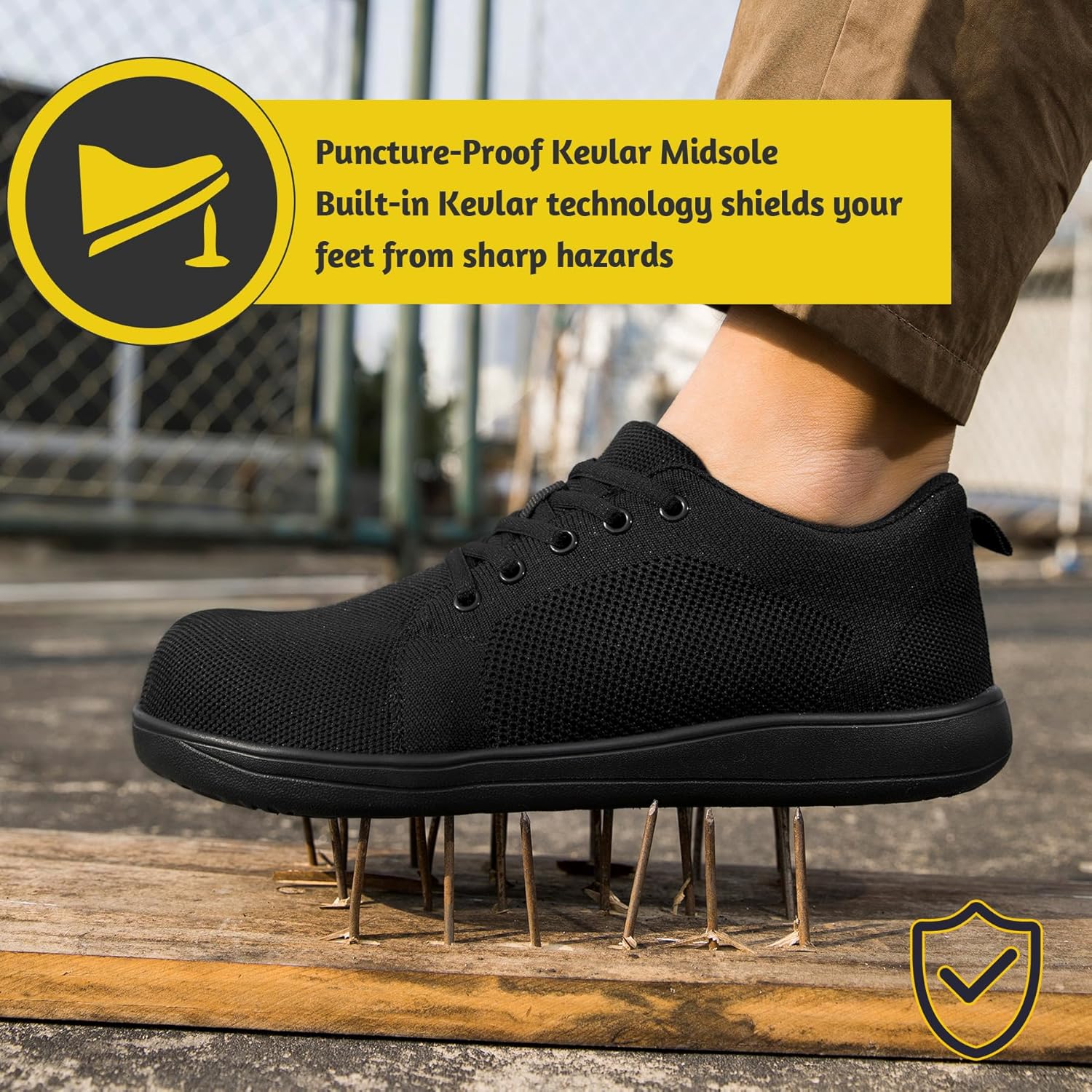 Steel Toe Shoes for Men Non Slip Work Sneakers Composite Toe Safety Tennis Industrial Construction Comfortable Shoes Wide Toe Box Walking