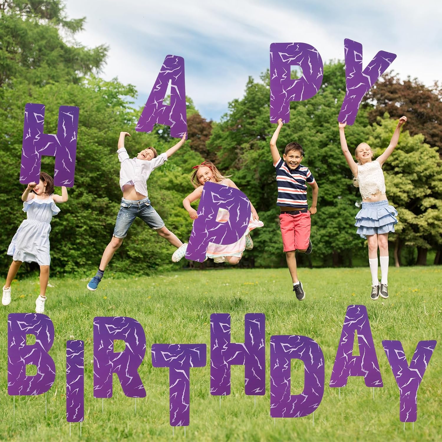 13 Pcs Kpop Movie Birthday Decorations Happy Birthday Yard Signs with Stakes, 15"x10" Kpop Garden Lawn Decor Weatherproof Outdoor Ground Insert Set for Party Patio Supplies