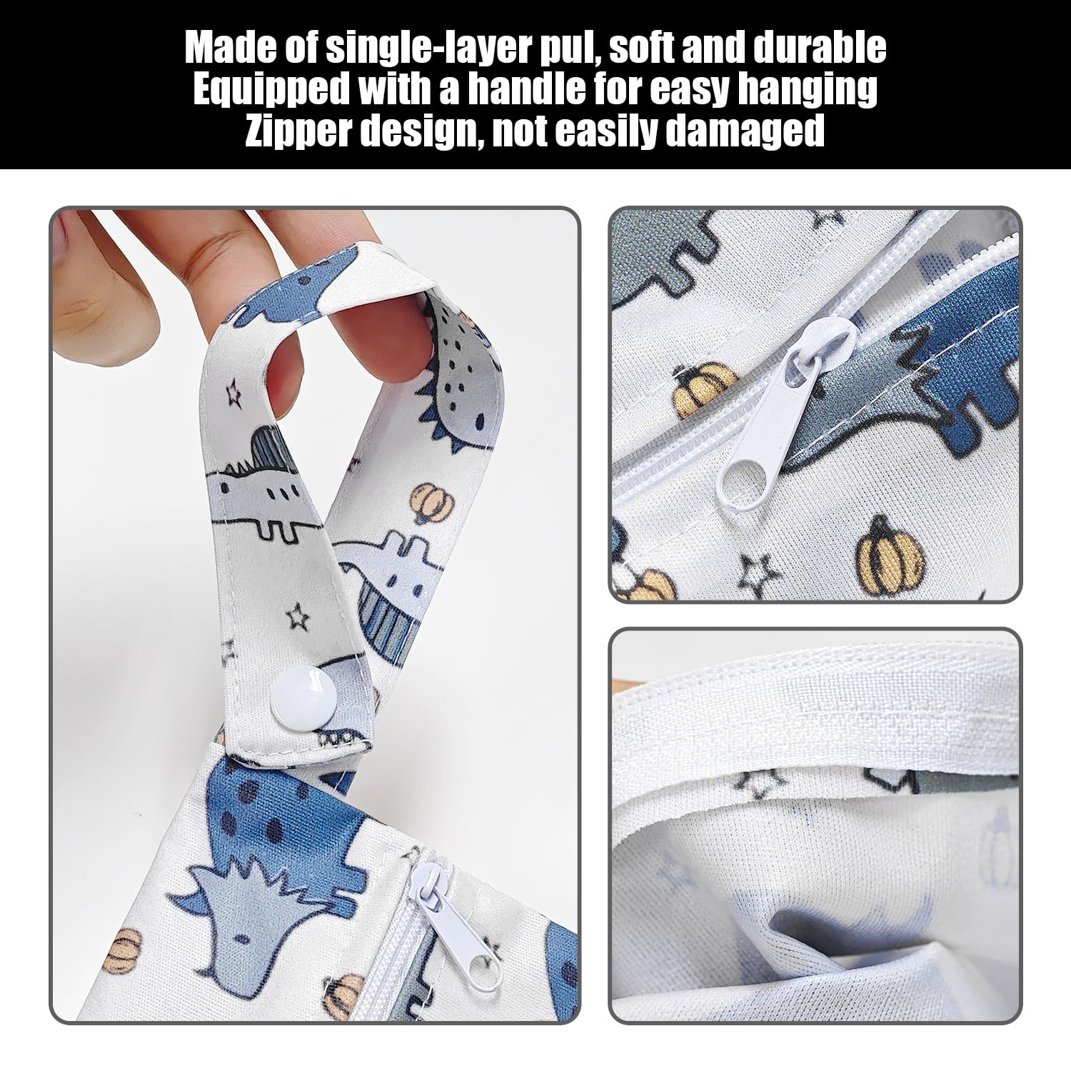 OODJVN 3 Dinosaur Waterproof Diaper Bags And 3 Hooks, Multifunctional Storage Hanging Bags, Waterproof Wet And Dry Bags - Image 3