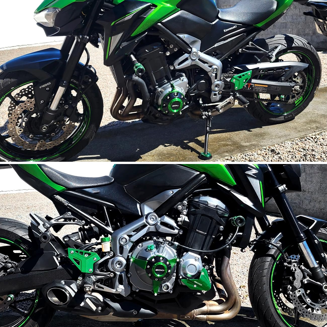 MOWOK Accesorios de Motocicleta para Kawasaki Z900 Z 900 SE 2017-2021 2022 2023 2024 Cubiertas de Motor Protectores Protector de Cubierta de estator Carter Deslizador anticaída (Verde)