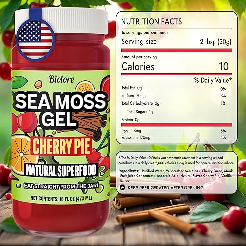 Vista 23 de Biolore Wildcrafted - Gel de musgo marino – Baya de saúco de 16 onzas – Gel de musgo marino saborizado con vitaminas esenciales y minerales traza