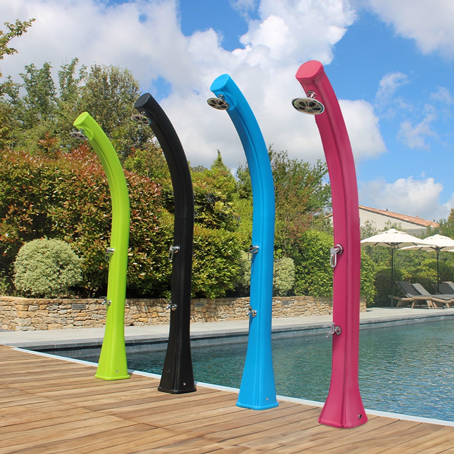 Formidra - Pack Douche Solaire Happy 4x4 44L avec Housse - Anthracite - Douche extérieure Piscine et Jardin - DS-H422NOCOV - 26 x 29 x 229cm